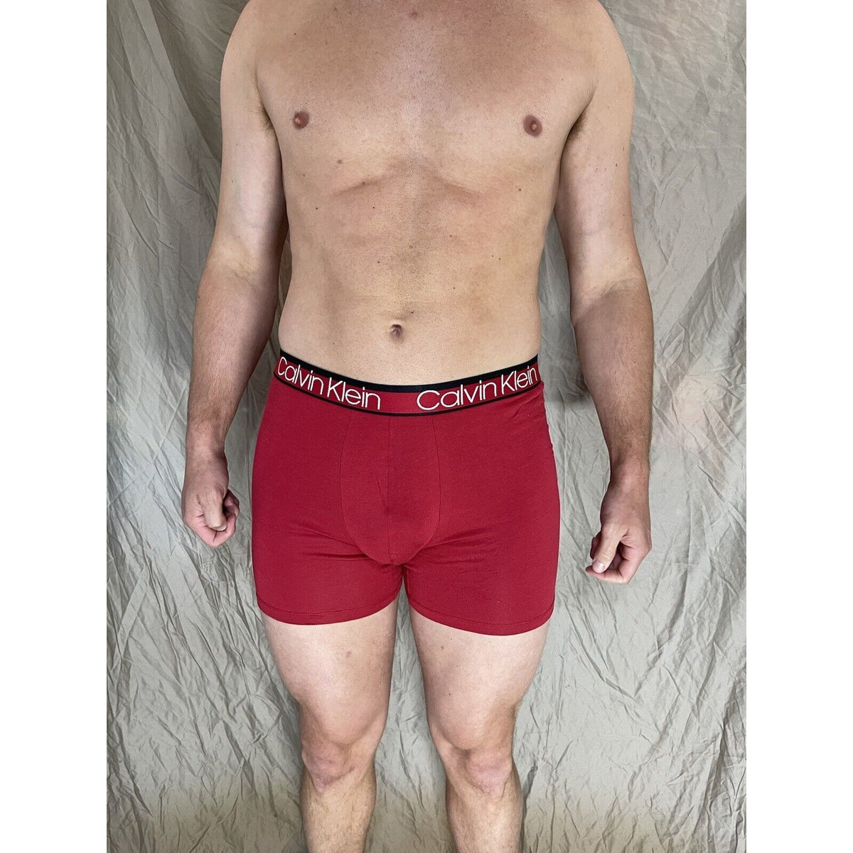 men's red calvin klein boxer brief large
