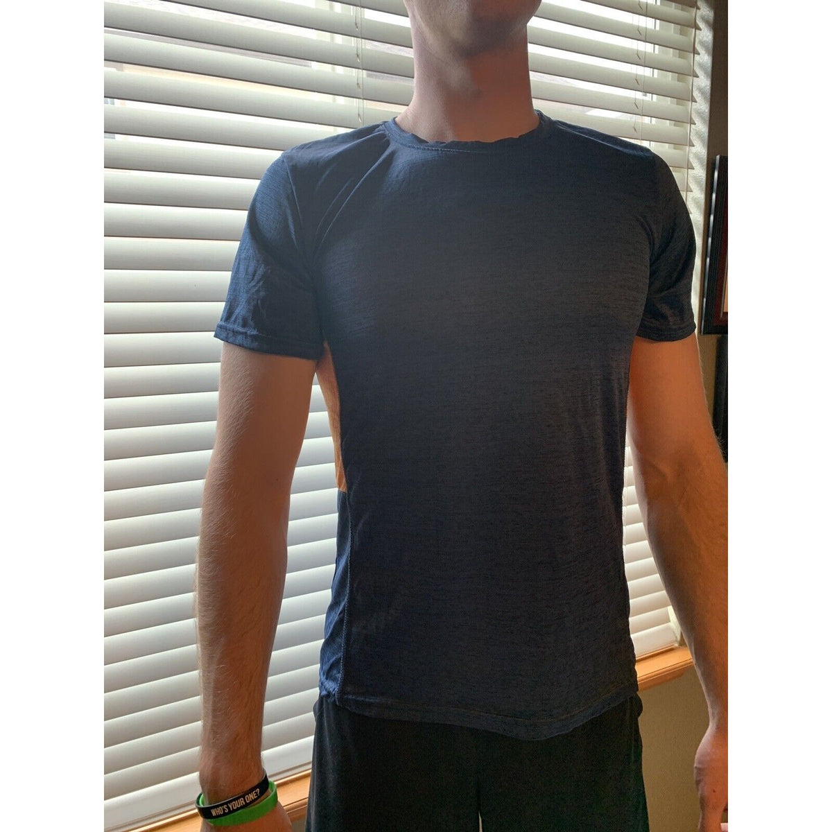 RE Perfromance Navy Blue Athletic T-Shirt With Orange Striping