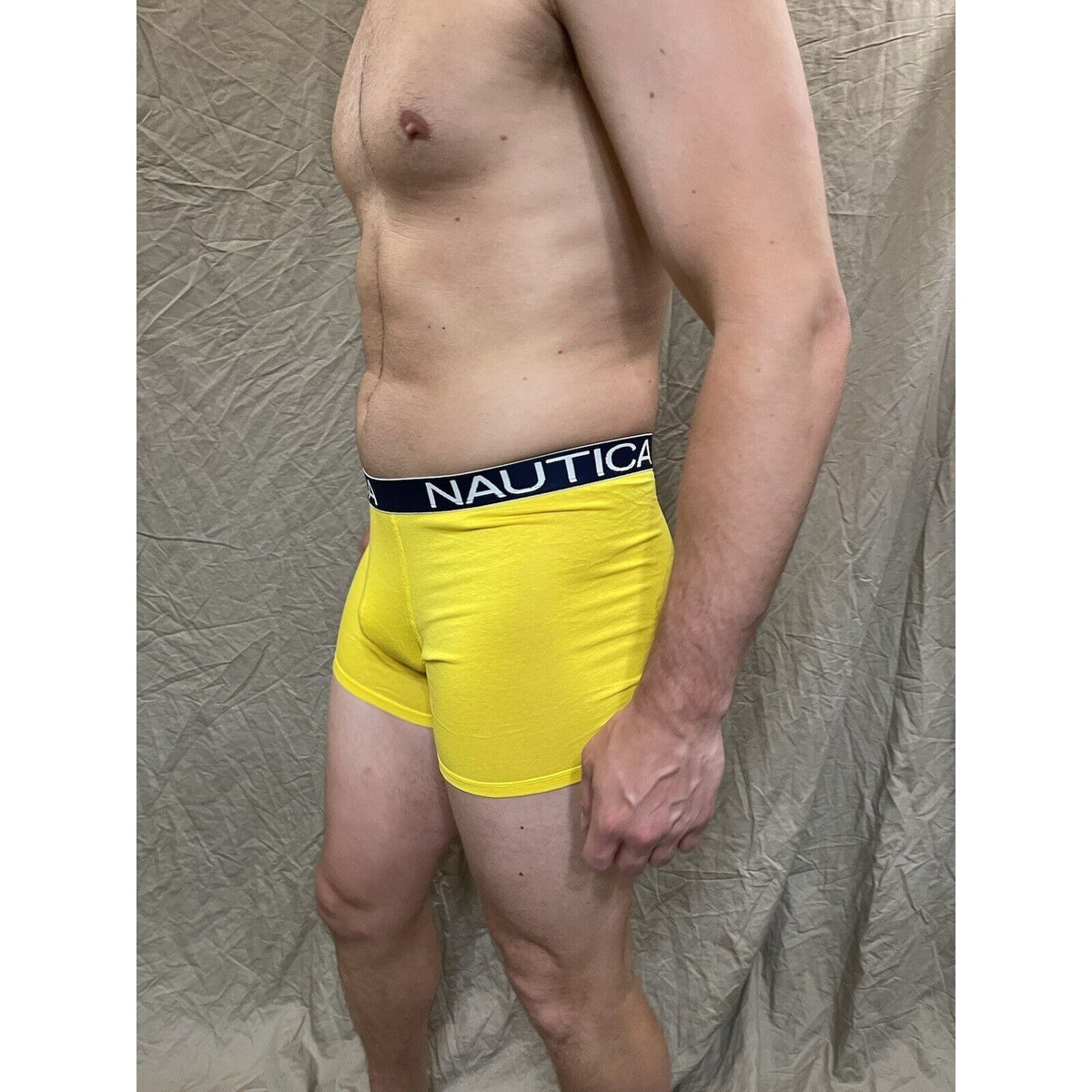 men's nautica 5% spandex boxer brief yellow large