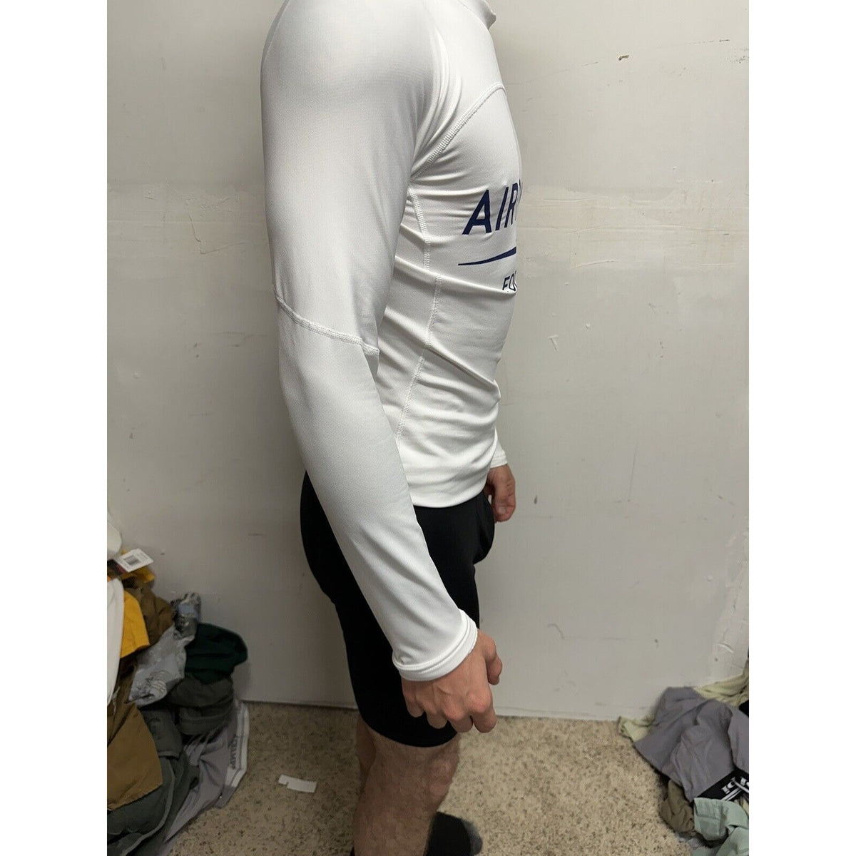Men’s White Nike Pro Compression Hyper Warm Air Force Prep Football Shirt