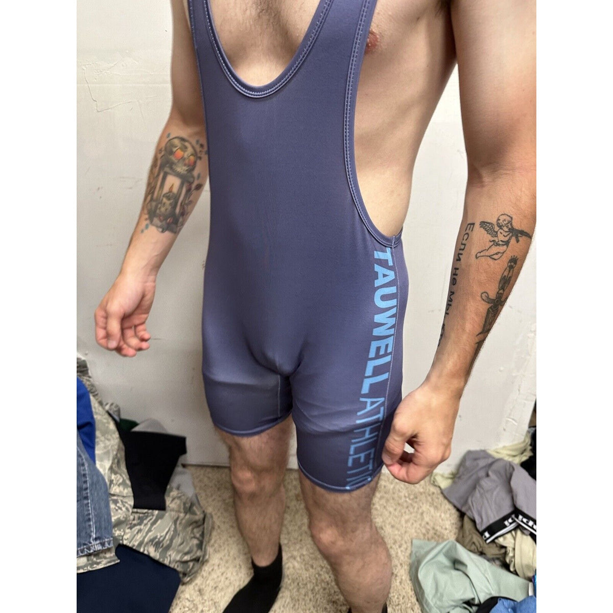 Men’s Gray Tauwell Wrestling Singlet Large