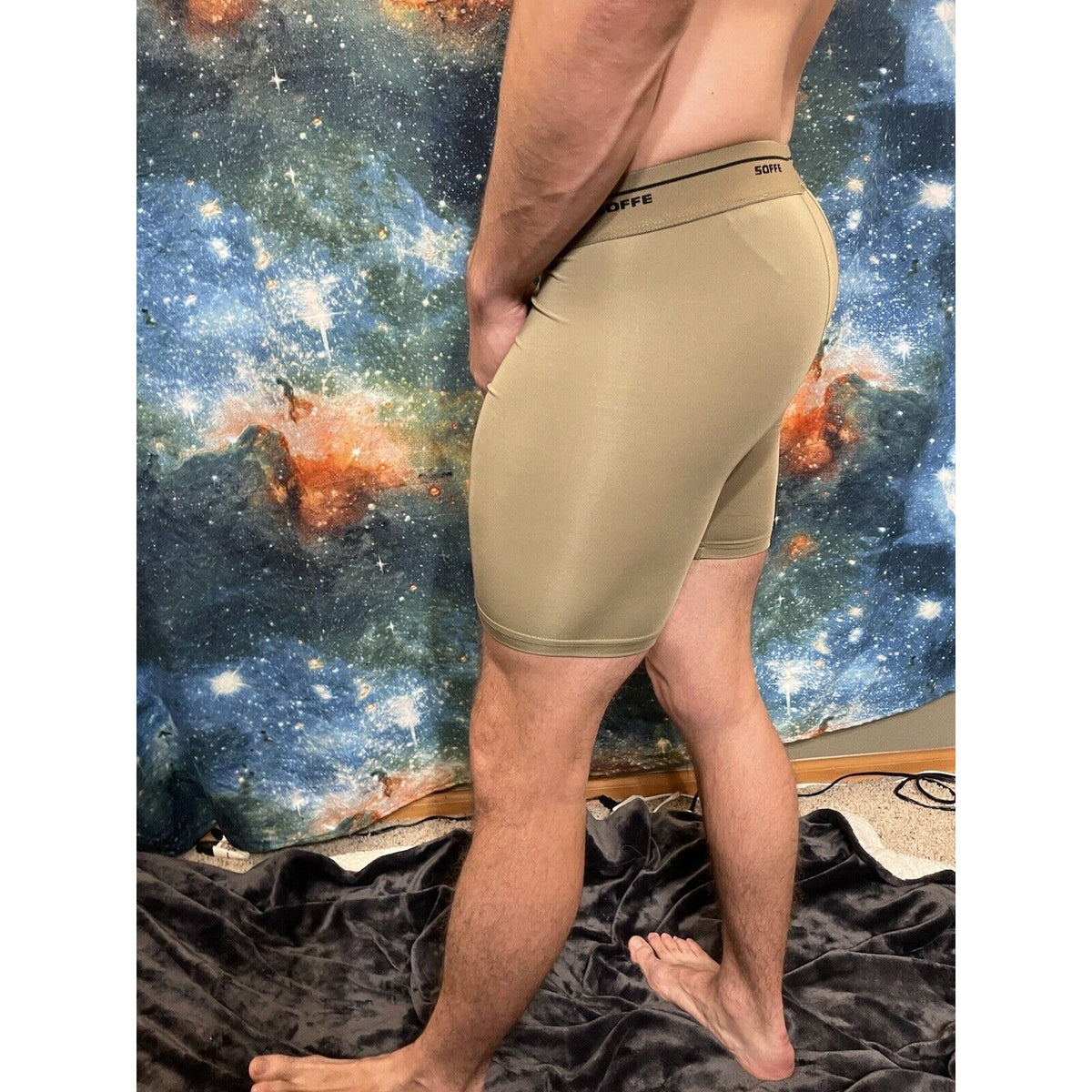 Men’s Athletic Compression Shorts Base Layer Tan Soffe small