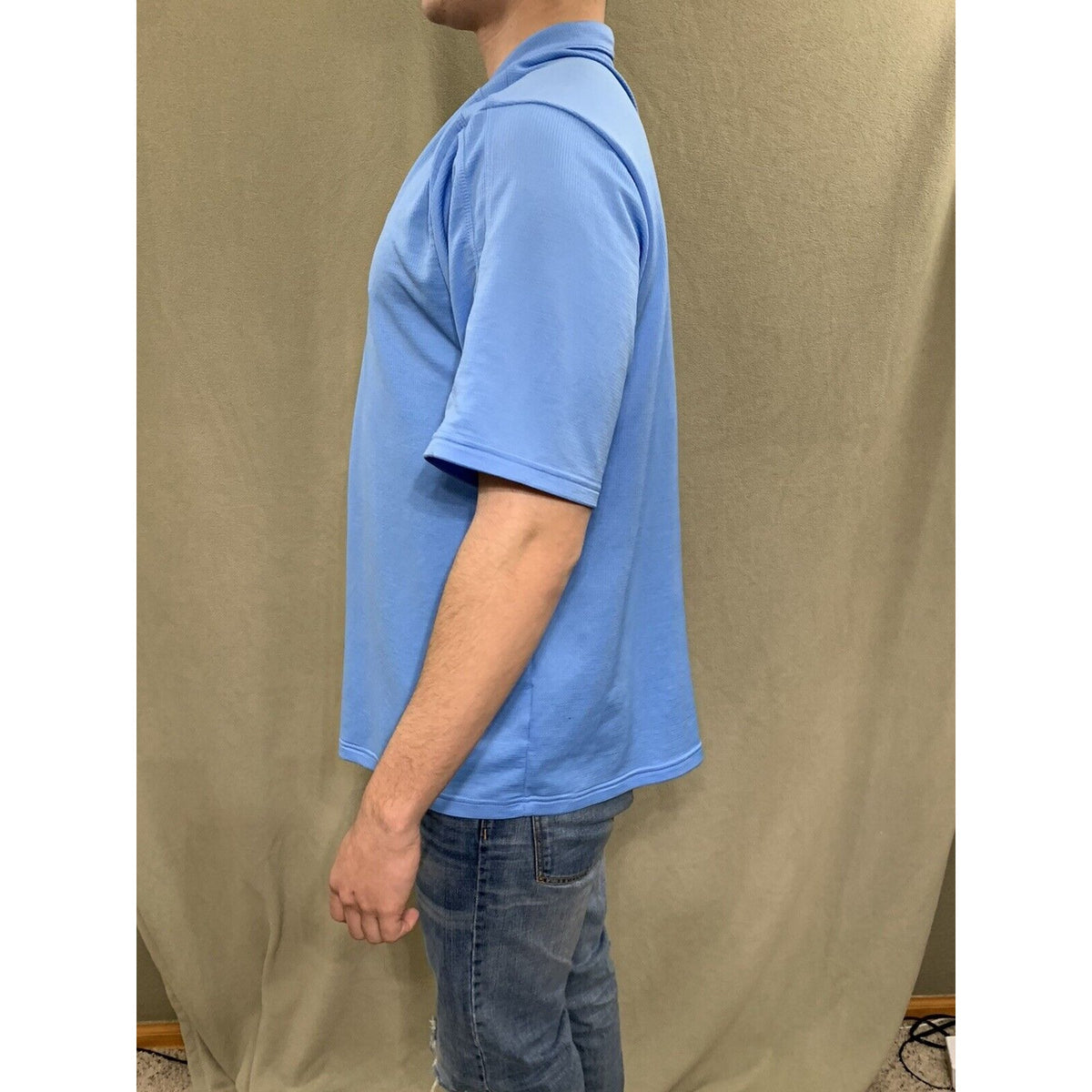 Nike Mens Large Golf Polo Blue Short Sleeve Shirt Dri Fit