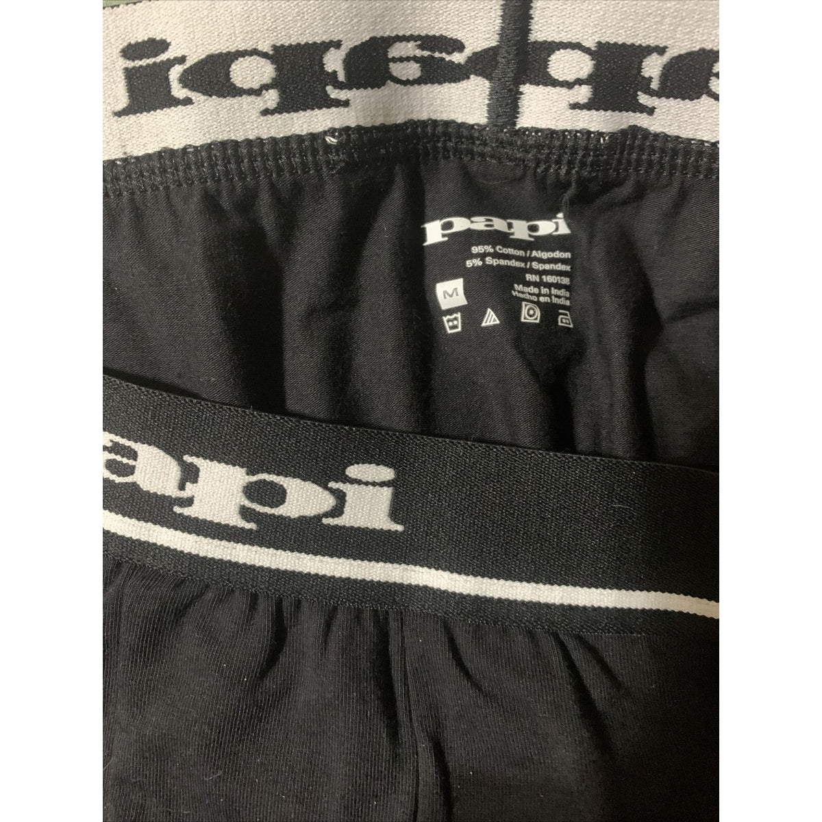 Men’s Papi Medium Boxer Briefs Black 5% Spandex