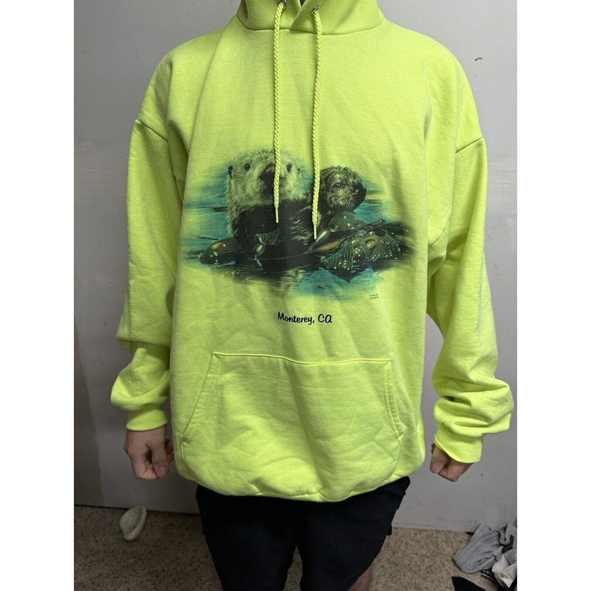 Men’s Neon Yellow Monterey California XXL Hoodie Pullover