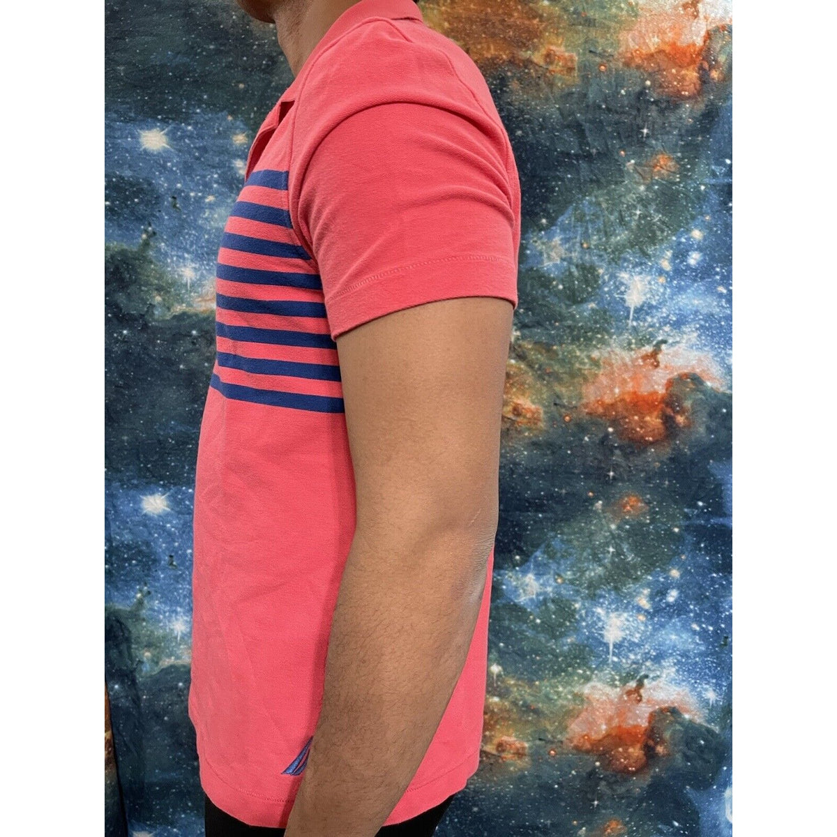 Men’s Nautica Medium Pink/Blue Striped Short Sleeve