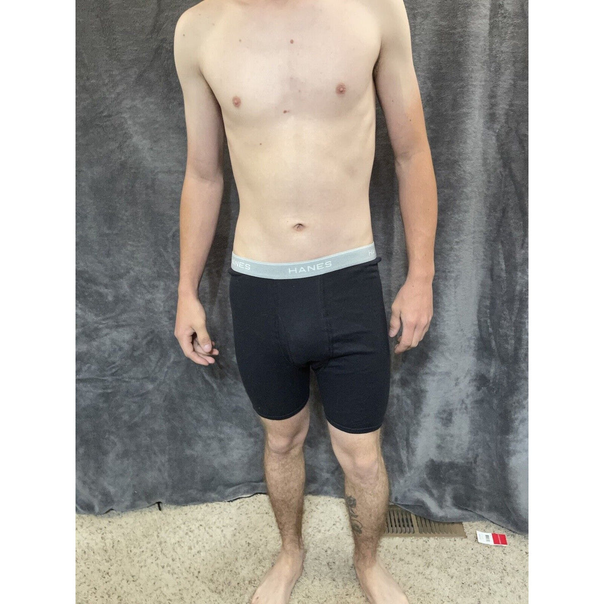Men's black Medium hanes boxer briefs gray band
