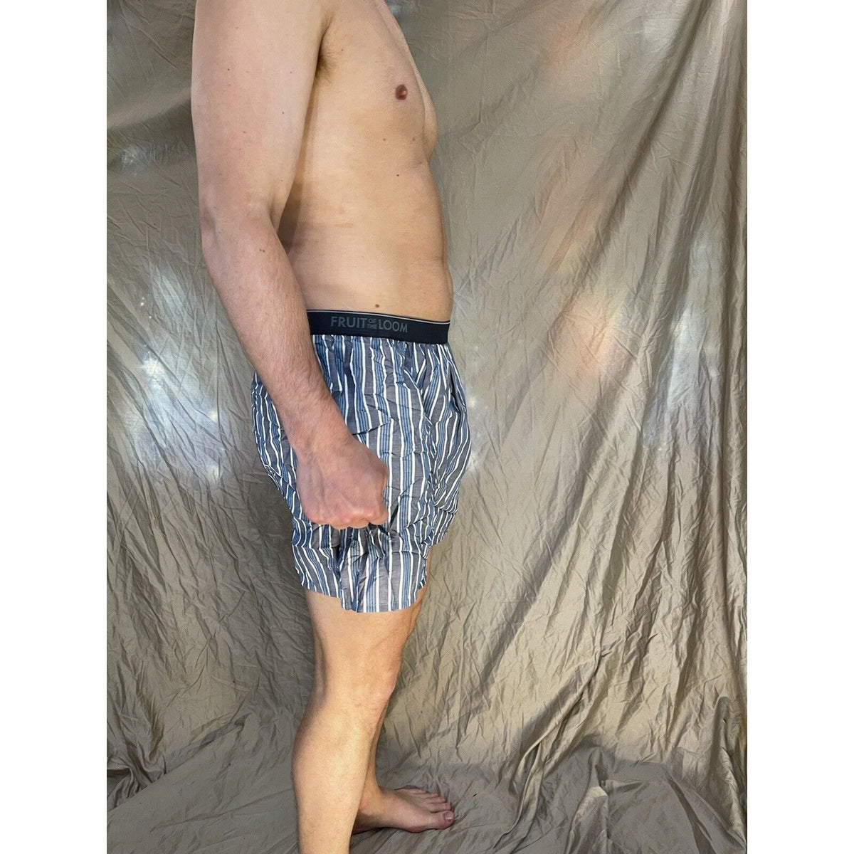 men's fruit of the loom Striped blue boxer shorts large