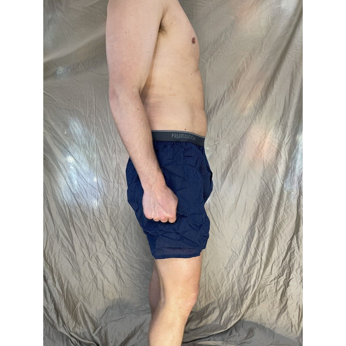 men's fruit of the loom Striped Dark blue boxer shorts Size Small