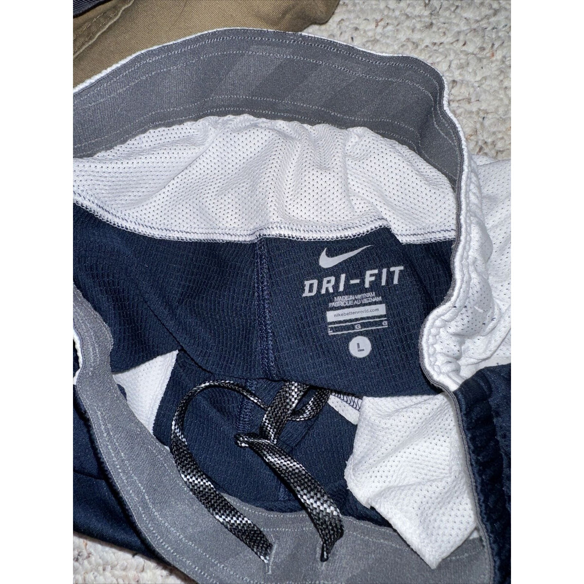 Men’s Nike Dri Fit Large Athletic Shorts Dri-fit Blue White With Pockets