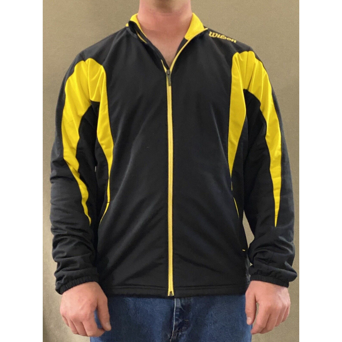 Wilson Men’s Large Black Yellow Mesh Polyester Full-zip Jacket