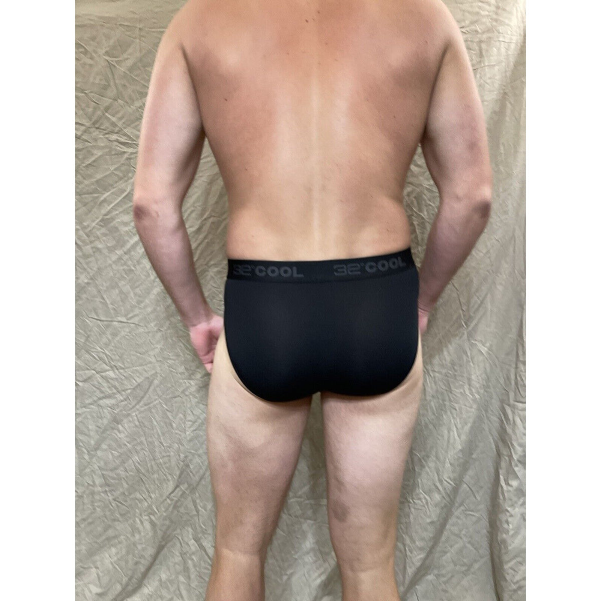 men's black 32 degrees 8% spandex athletic brief small