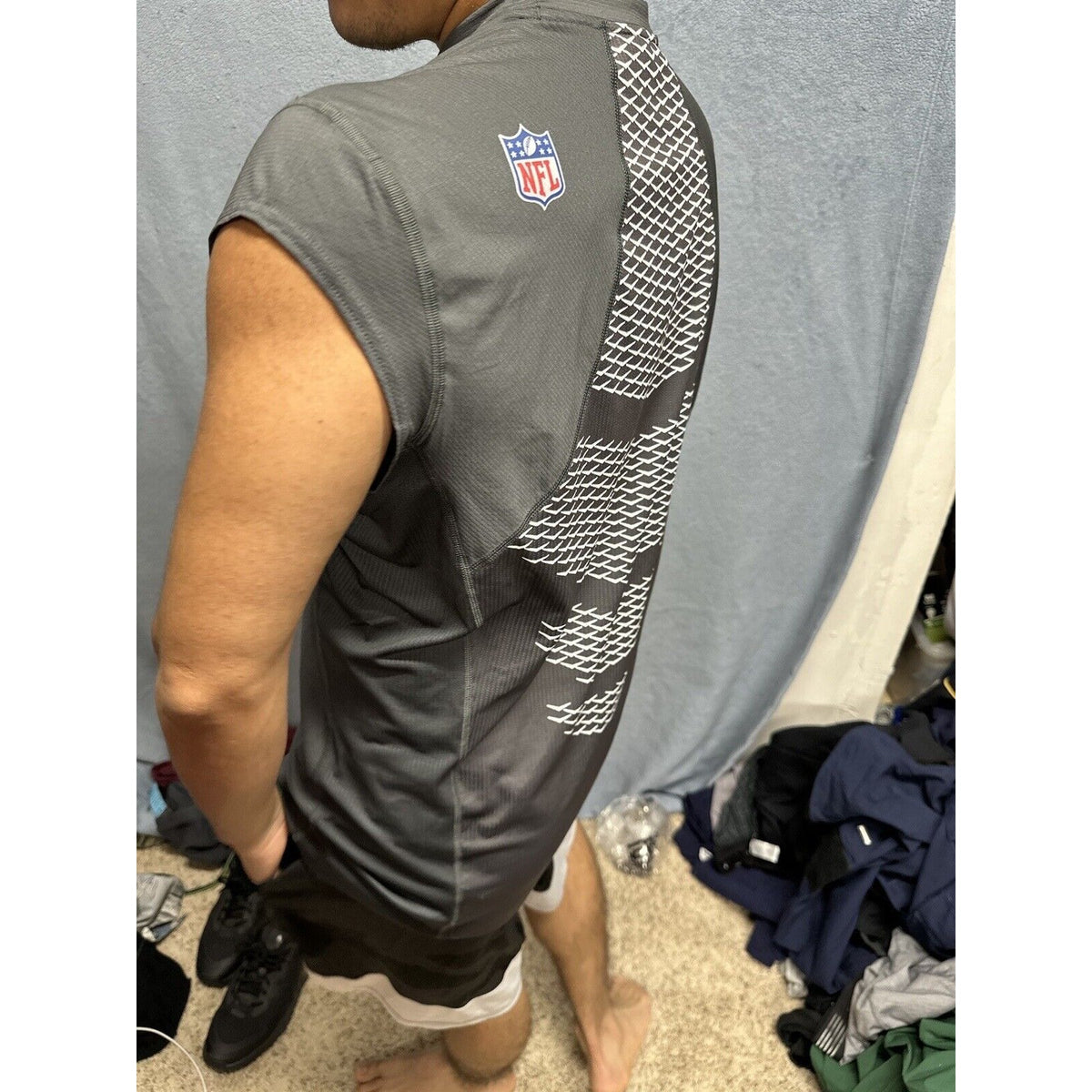 Men’s NFL On Field Apparel Muscle Shirt Gray New York Jets Shirt Large