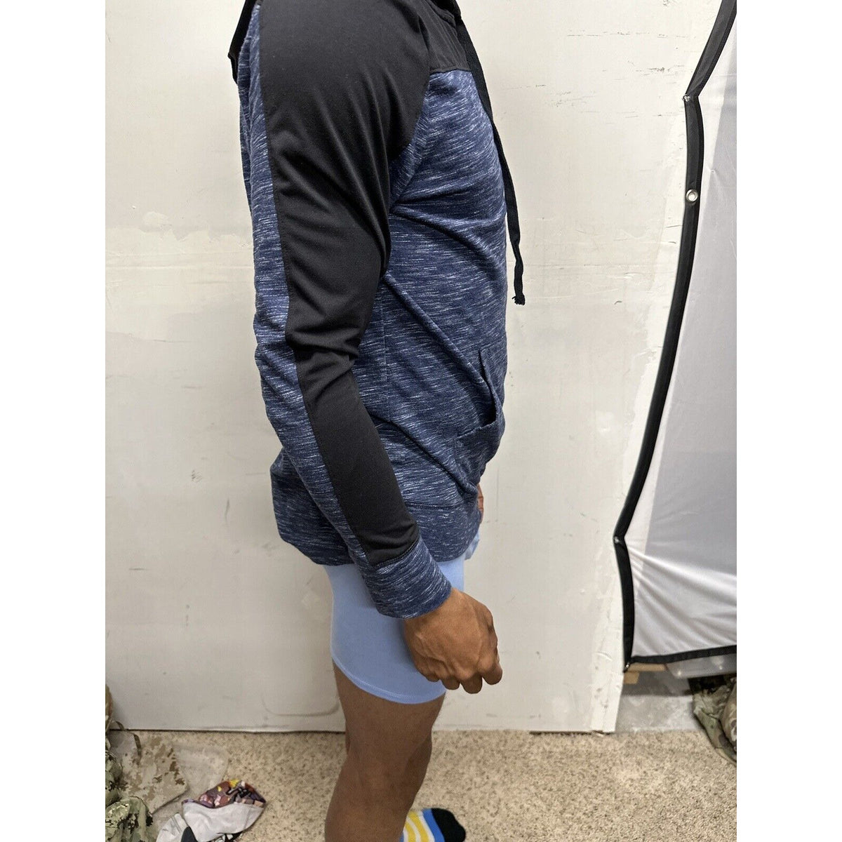 Men’s Blue And Black Boyfriend Hoodie Large Full Zip