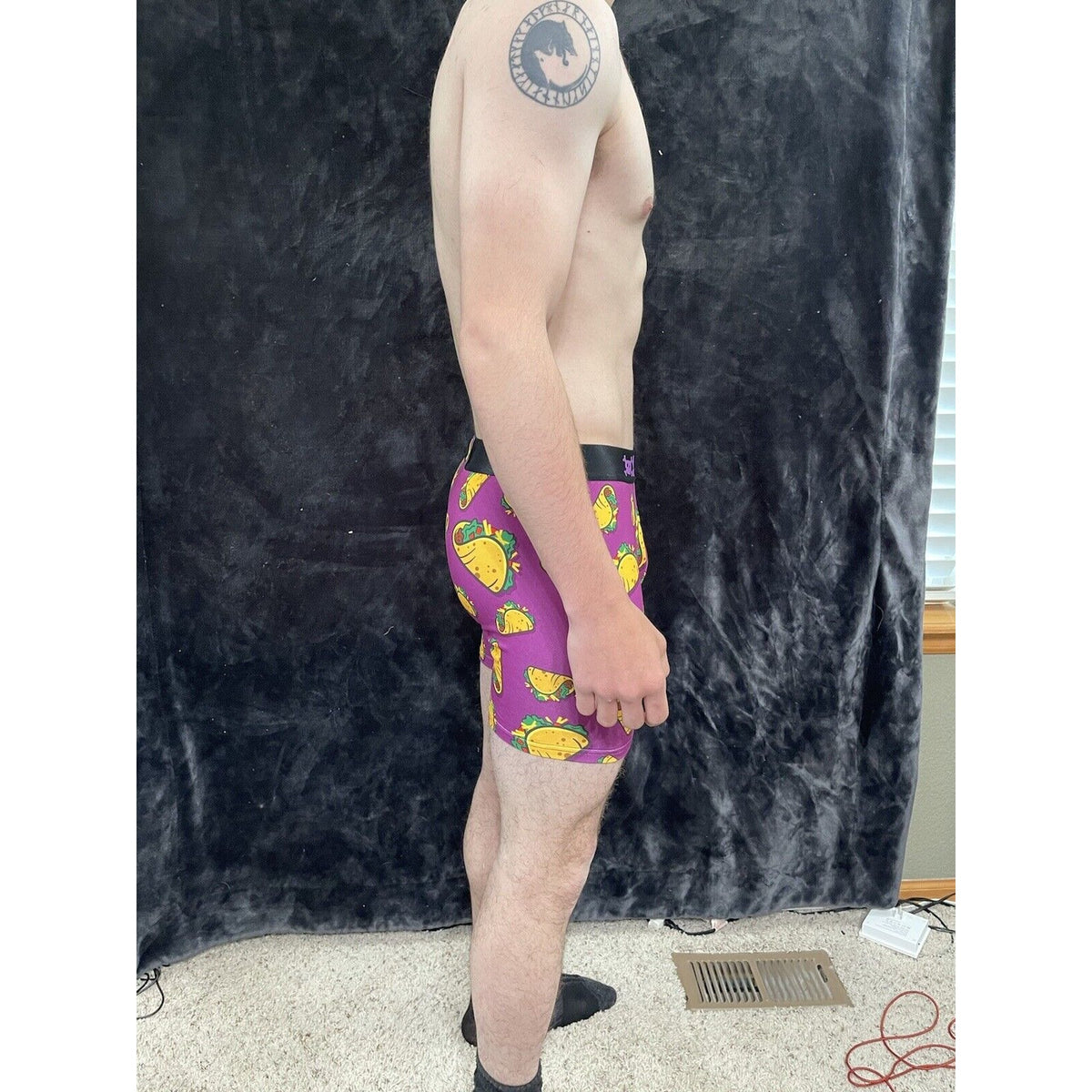 MENS SWAG TACO TUESDAY PURPLE BOXER BRIEF SIZE Large
