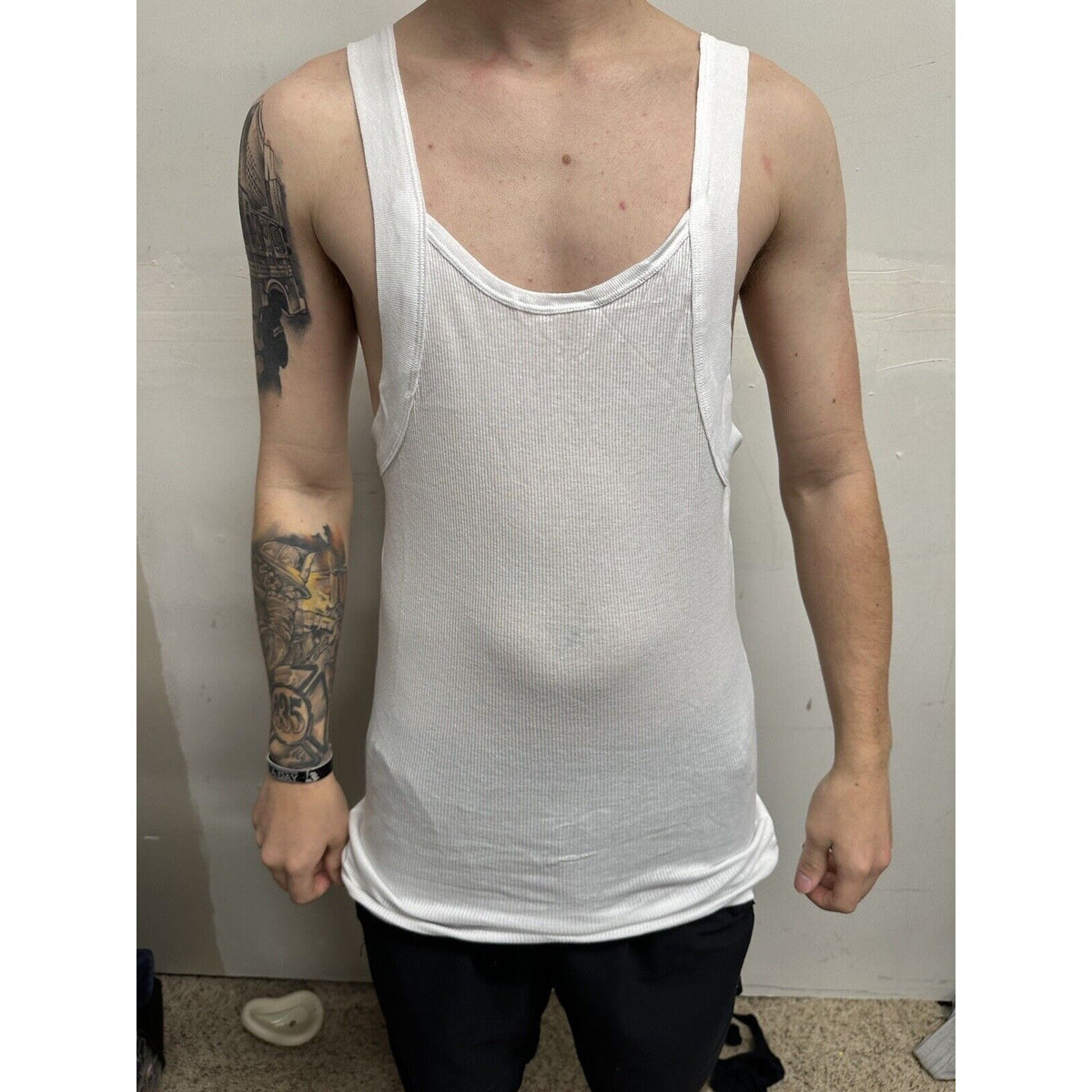 Men’s White Muscle Shirt Tank Papi Large