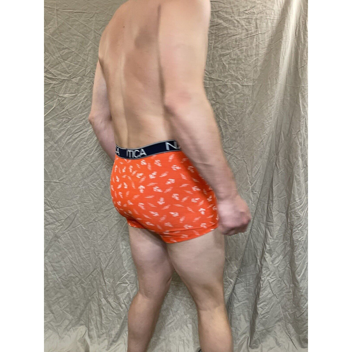 men's nautica 5% spandex boxer brief Orange Large With Anchors