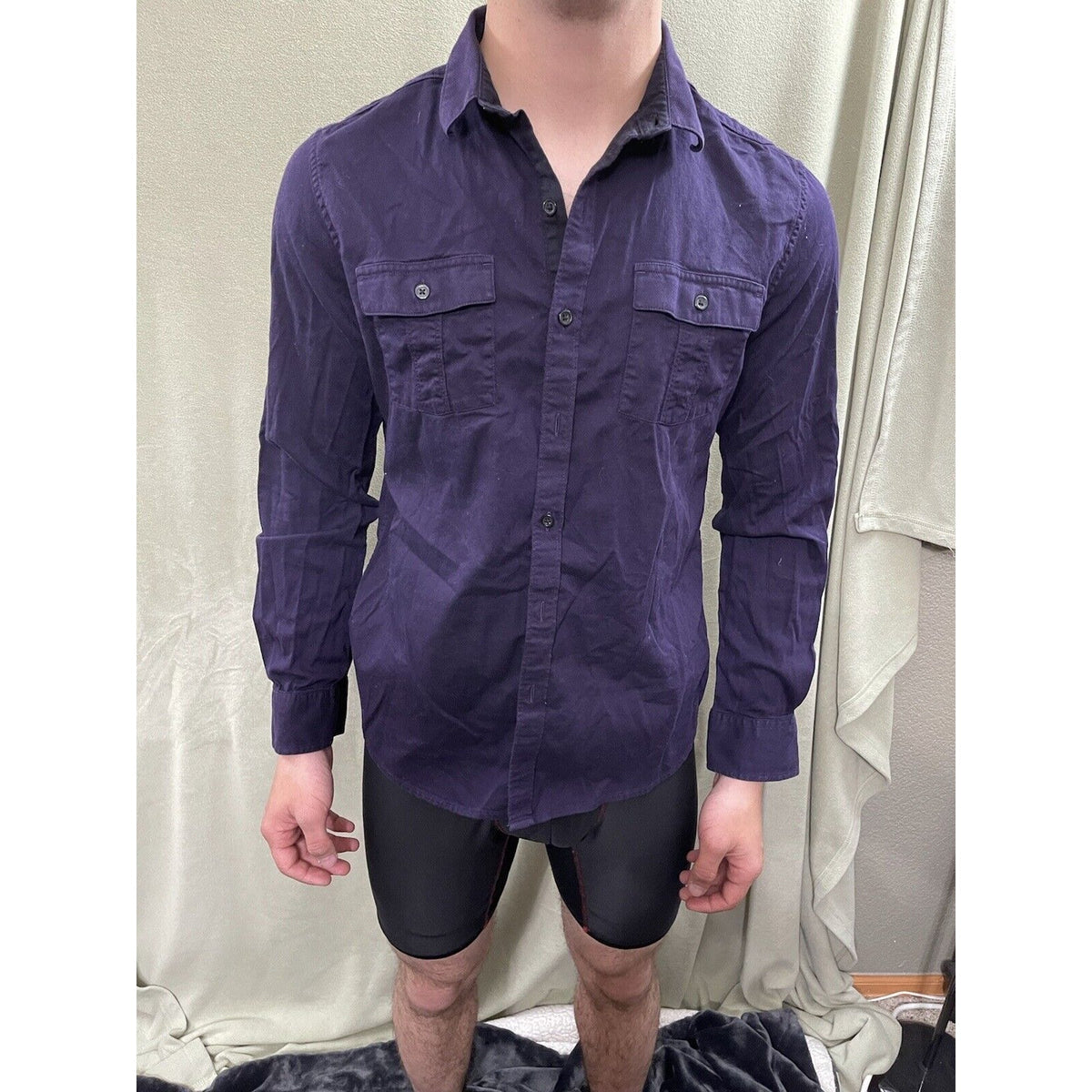 Men’s Marc Anthony Stretch Slim Fit Medium Plum Long Sleeve