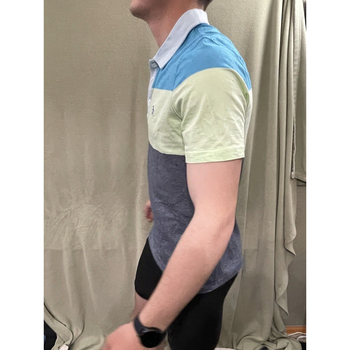 PENGUIN By Munsingwear 3 Button SS Polo Shirt Gree/Blue Large Heritage Slim Fit