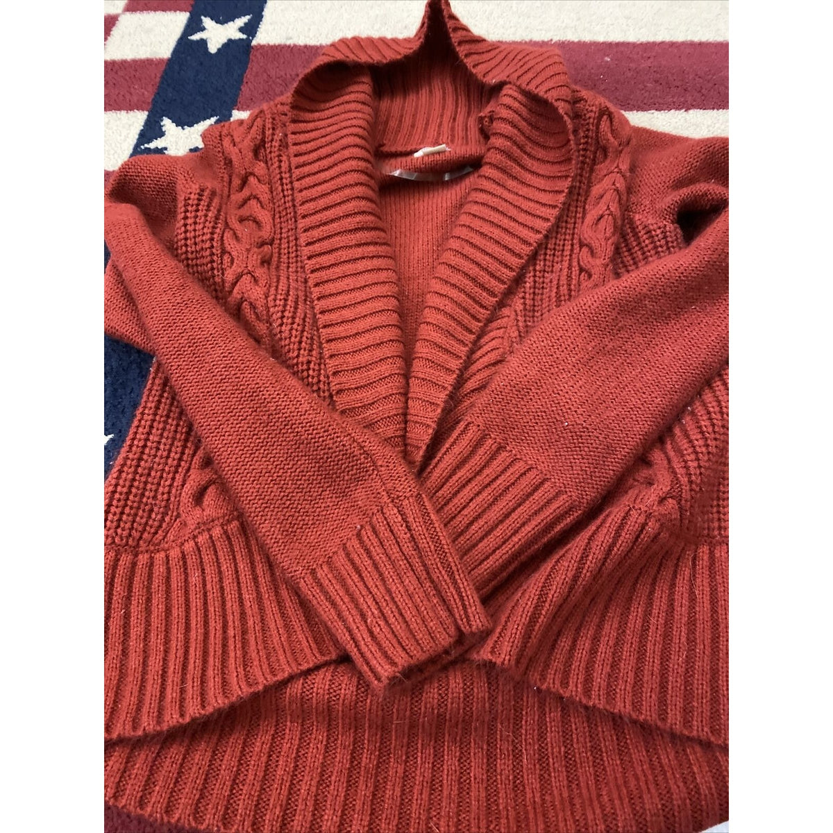 Mossimo Supply Co. Women's Medium Red Cable Knit Acrylic Cardigan Sweater