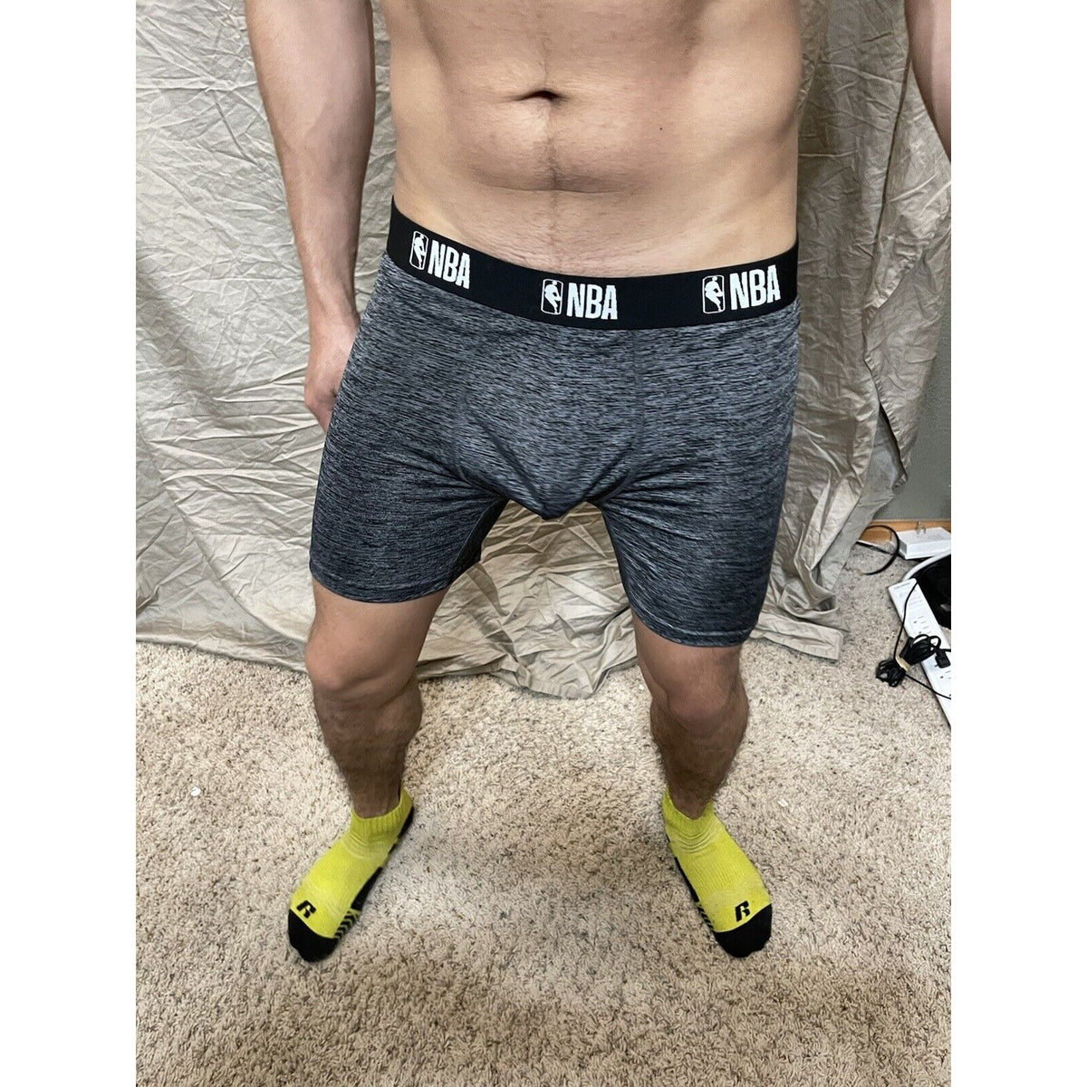 men's NBA gray polyester spandex compression shorts Medium New And Unworn