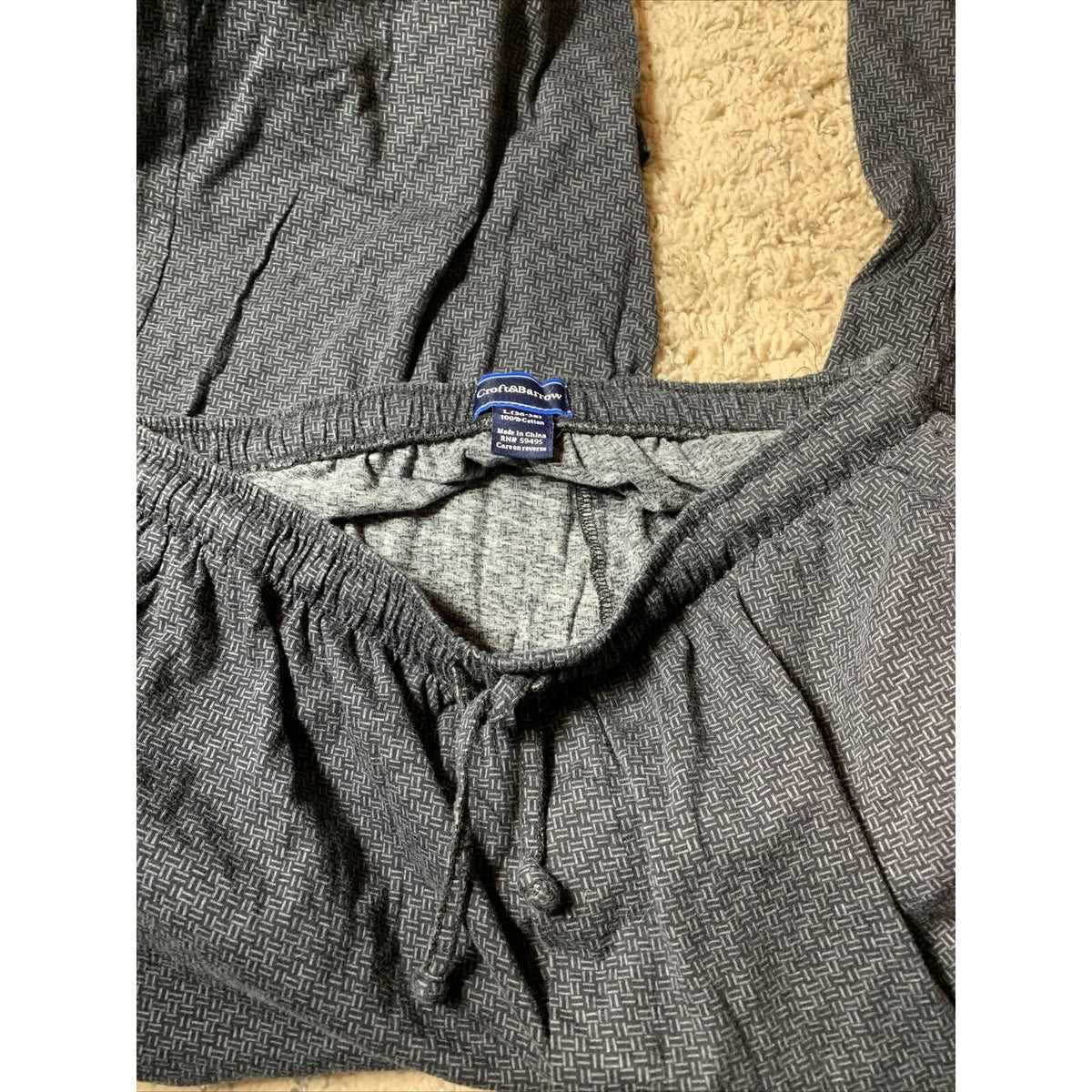 Men’s Croft & Barrow Gray And Black Flannel PJ Bottoms Large