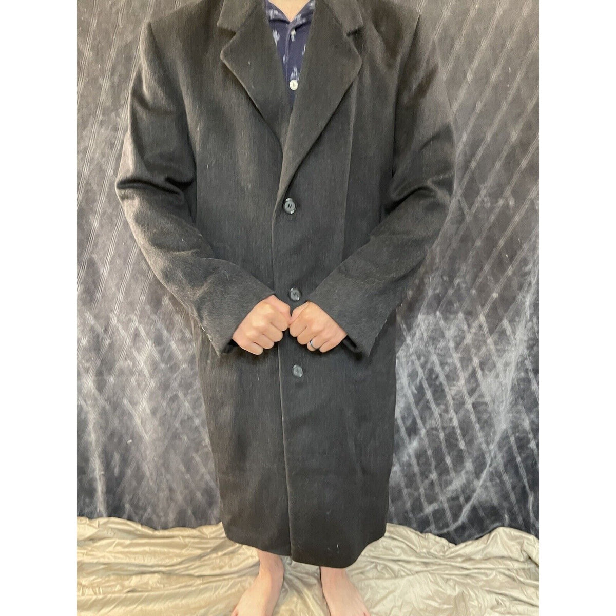 men’s today’s man brookcraft russian black wool poly cashmere coat