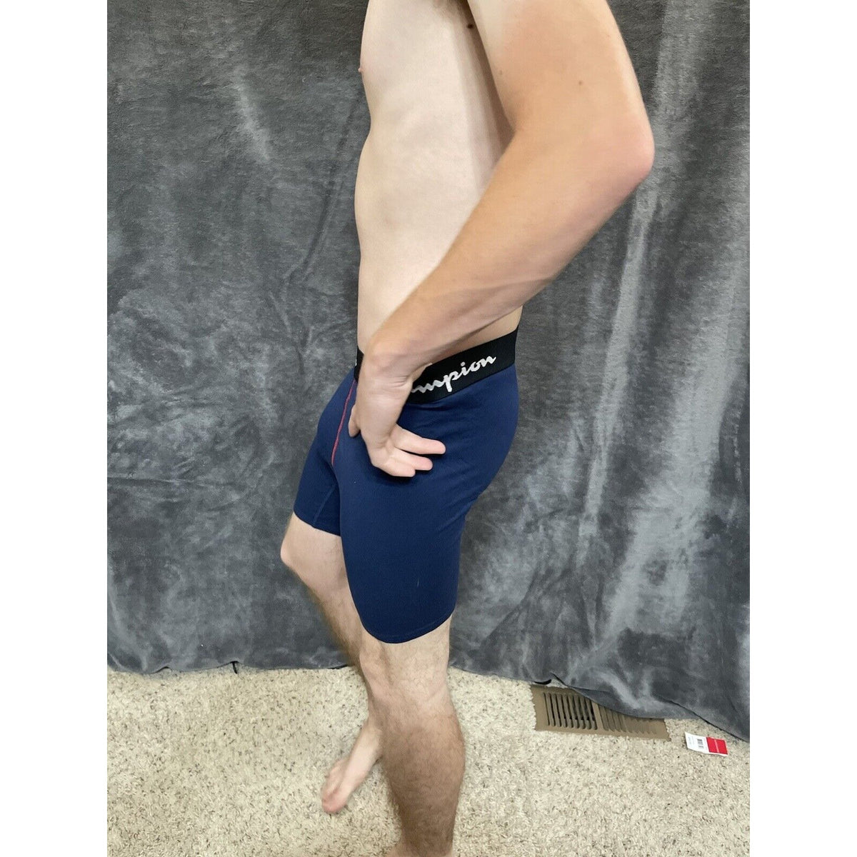men's dark blue champion medium red lines boxer brief