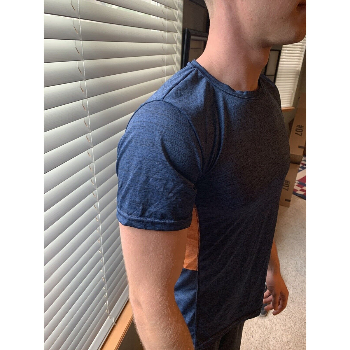 RE Performance Men's Short Sleeve Crew Neck T-Shirt Blue/orange Medium