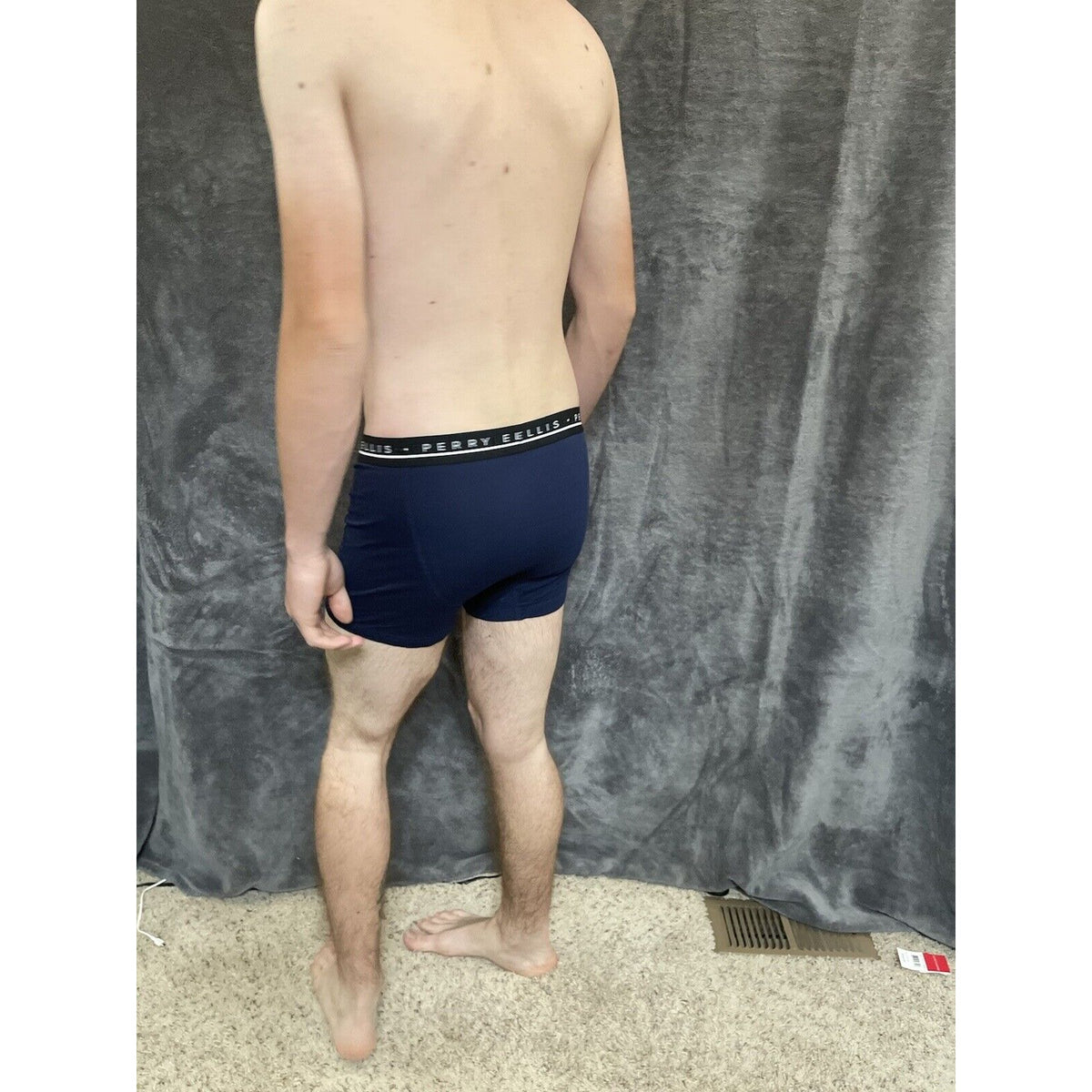 men's small perry ellis dark blue compression boxer brief 5% spandex