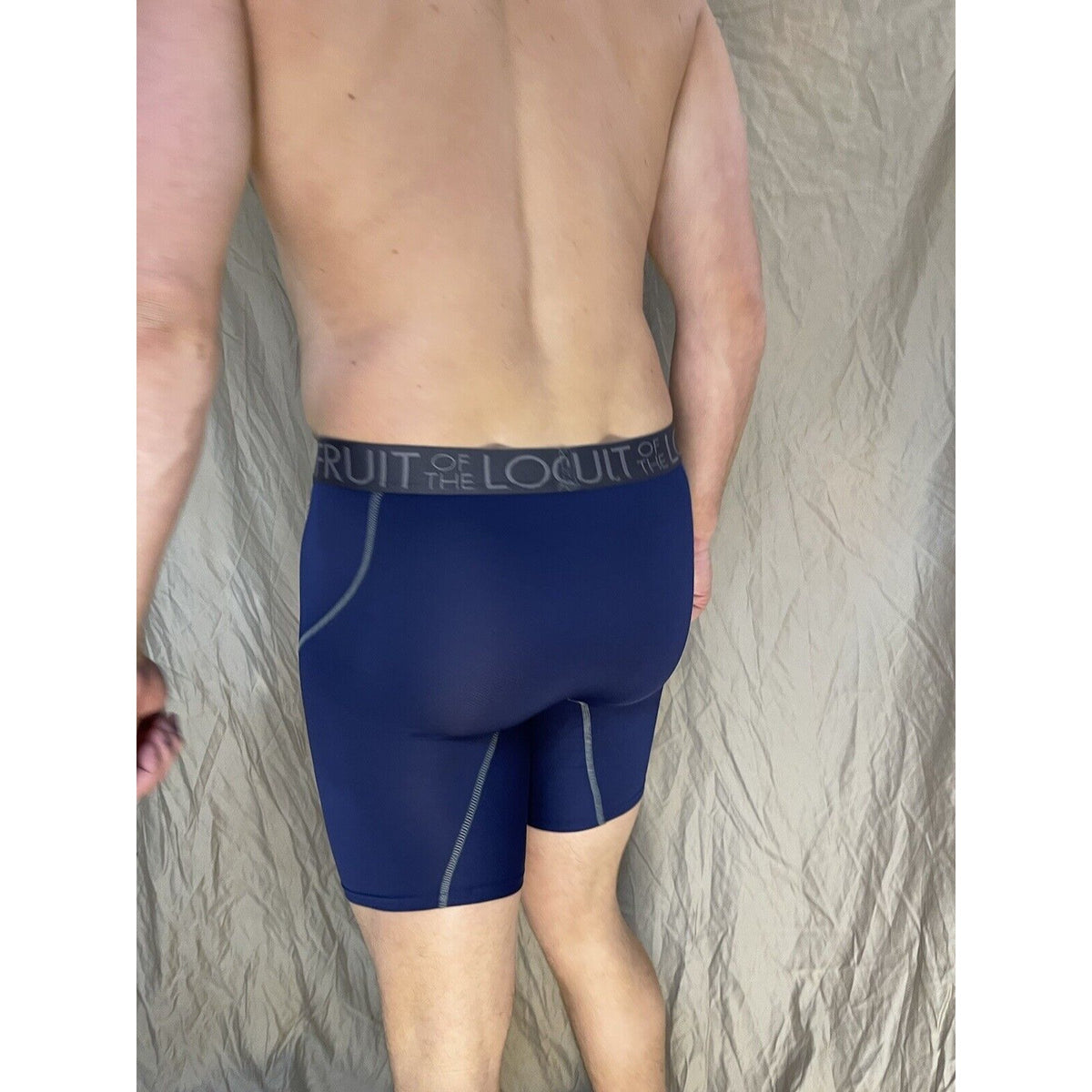 men's fruit of the loom dark blue compression boxer briefs medium