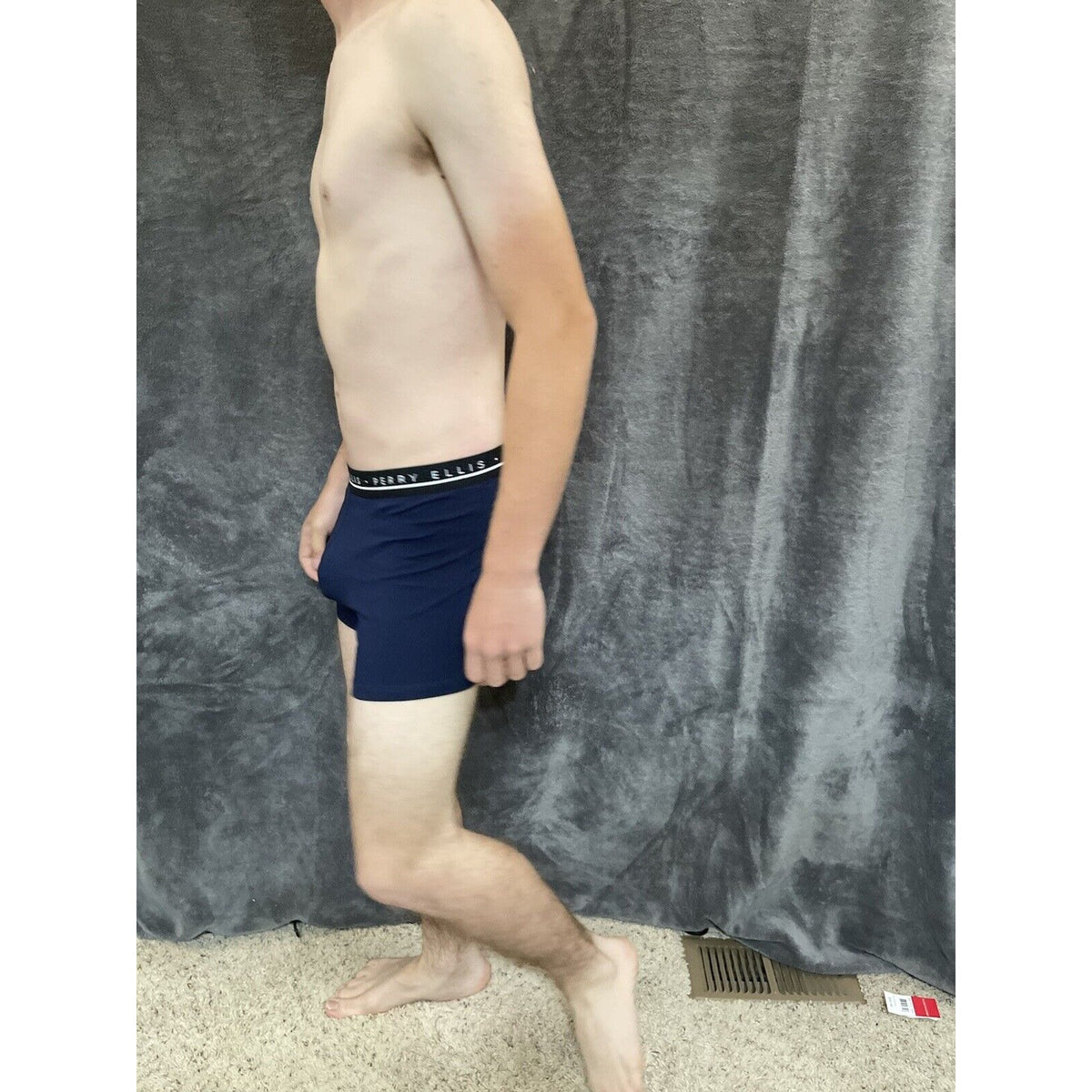 men's small perry ellis dark blue compression boxer brief 5% spandex