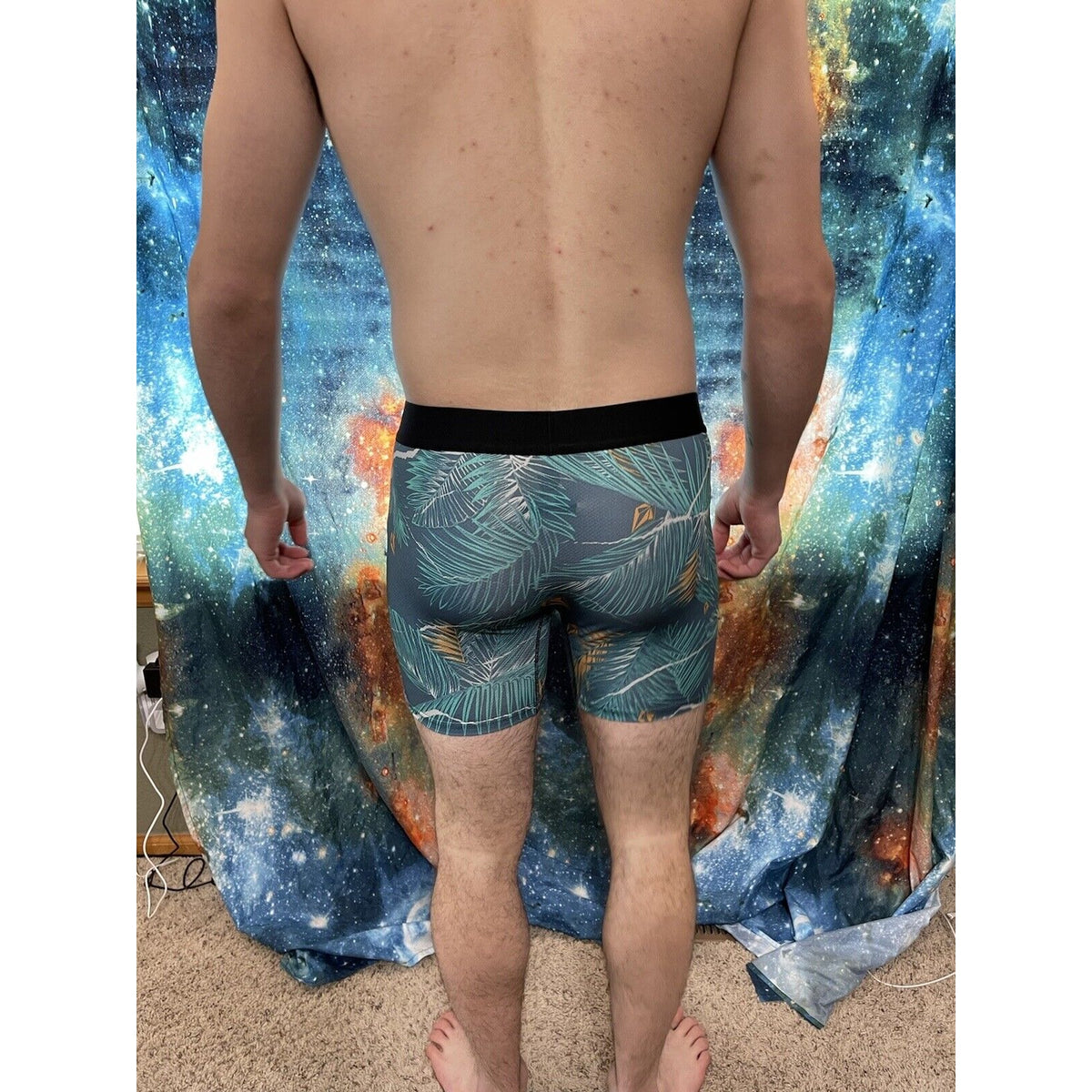 Men's volcom large tropical leaves compression shorts