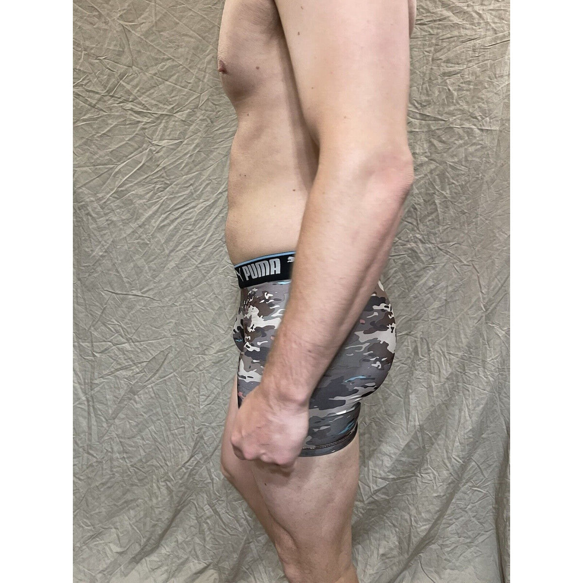 men's green wooland camo puma compression boxer briefs small