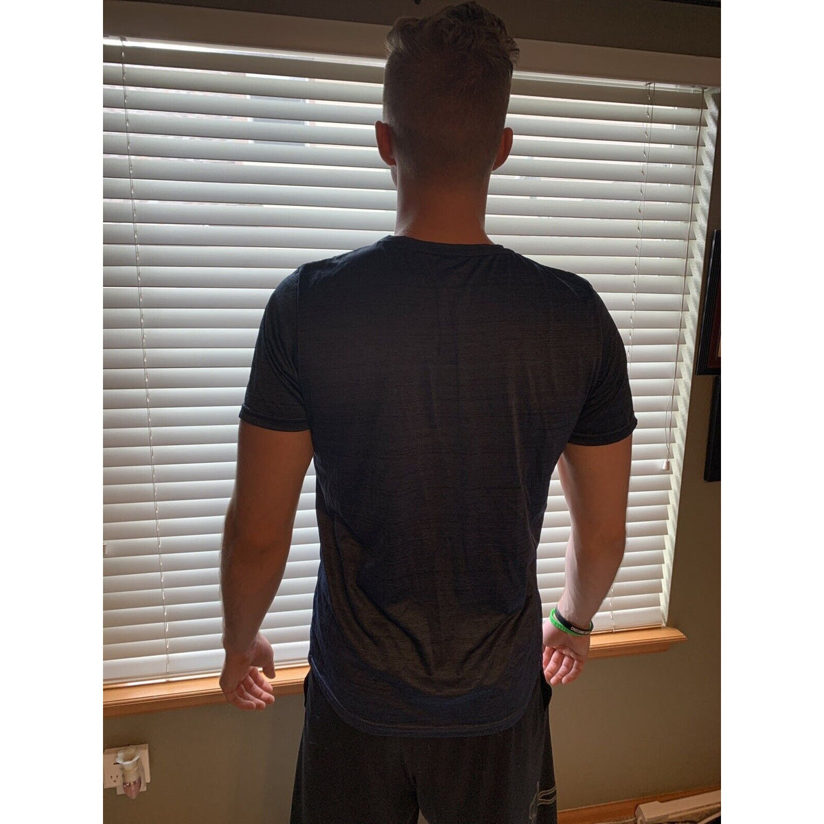 RE Perfromance Navy Blue Athletic T-Shirt With Orange Striping