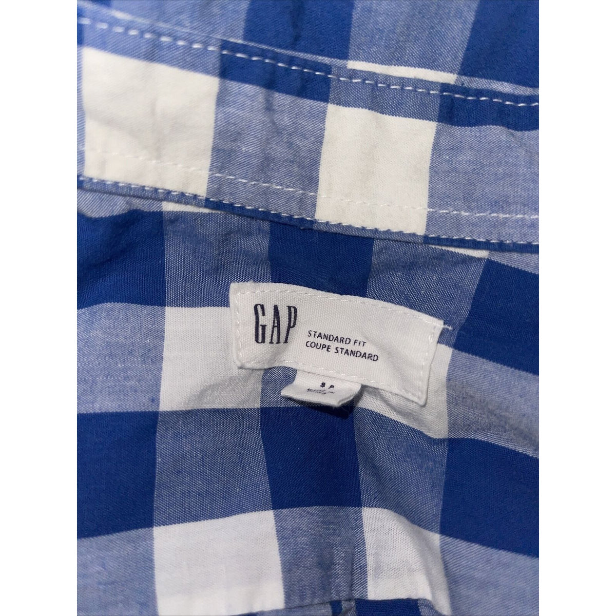 Men’s Small Gap Blue Plaid Standard Fit Short Sleeve Coupe