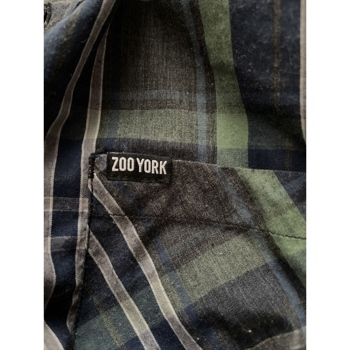 Zoo York Unbreakable Plaid Button-Front Shirt  L M Green Blue Men's $30 MSRP