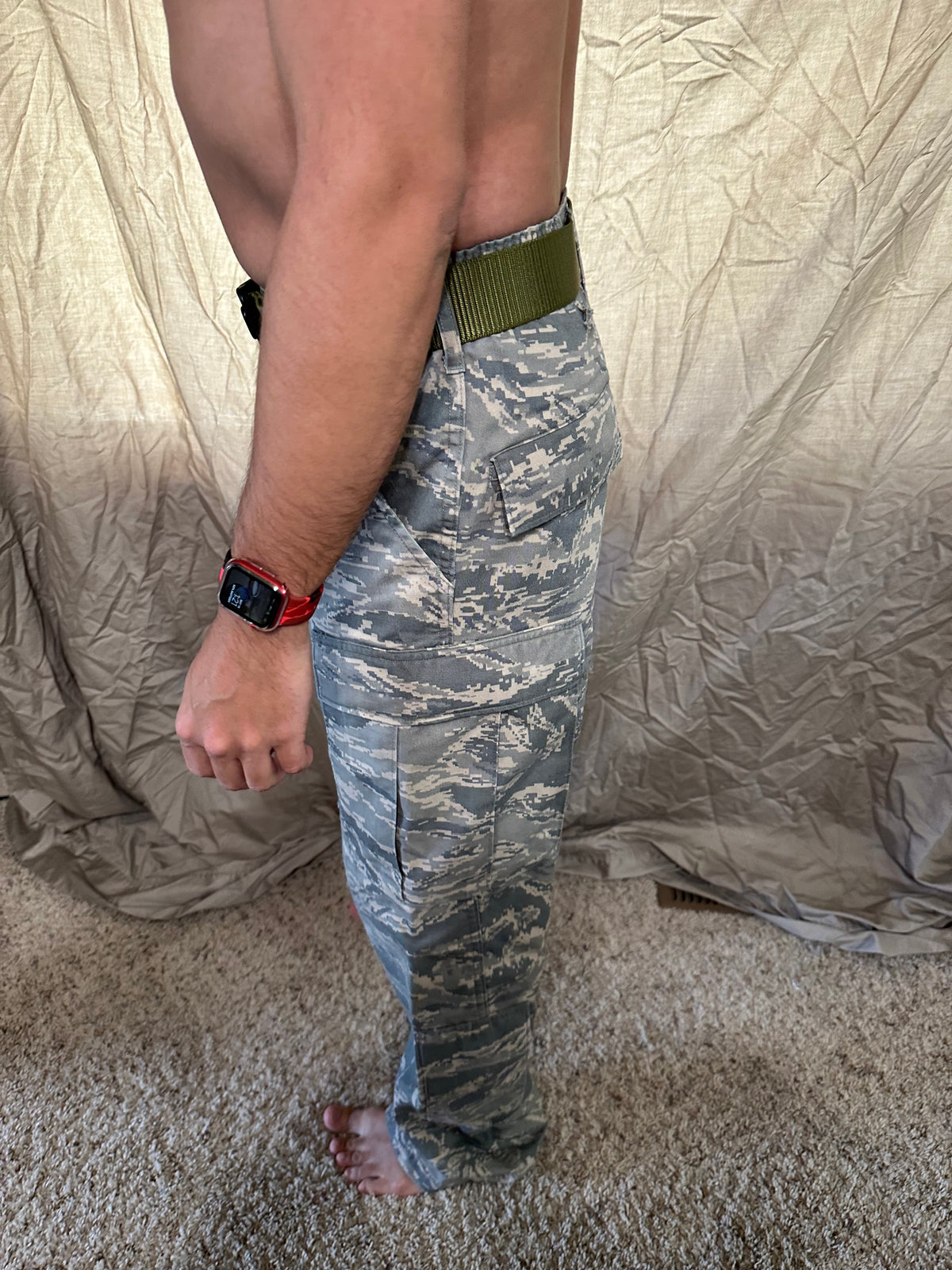 Men’s 30R Abu airman battle uniform USAF civil air patrol pants with olive green belt included