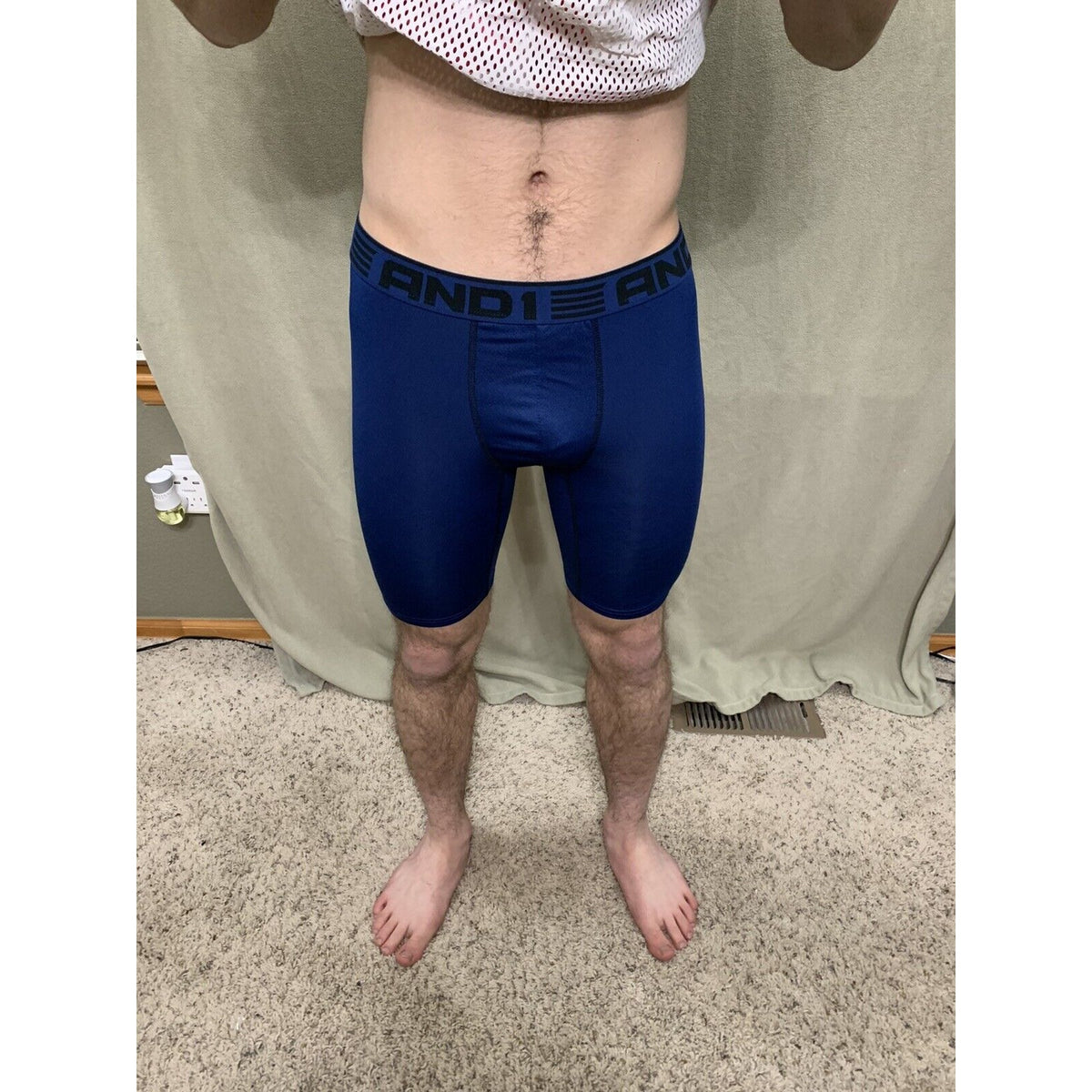 Men’s Blue With Black Band Medium AND1 Compression Performance Boxer Briefs