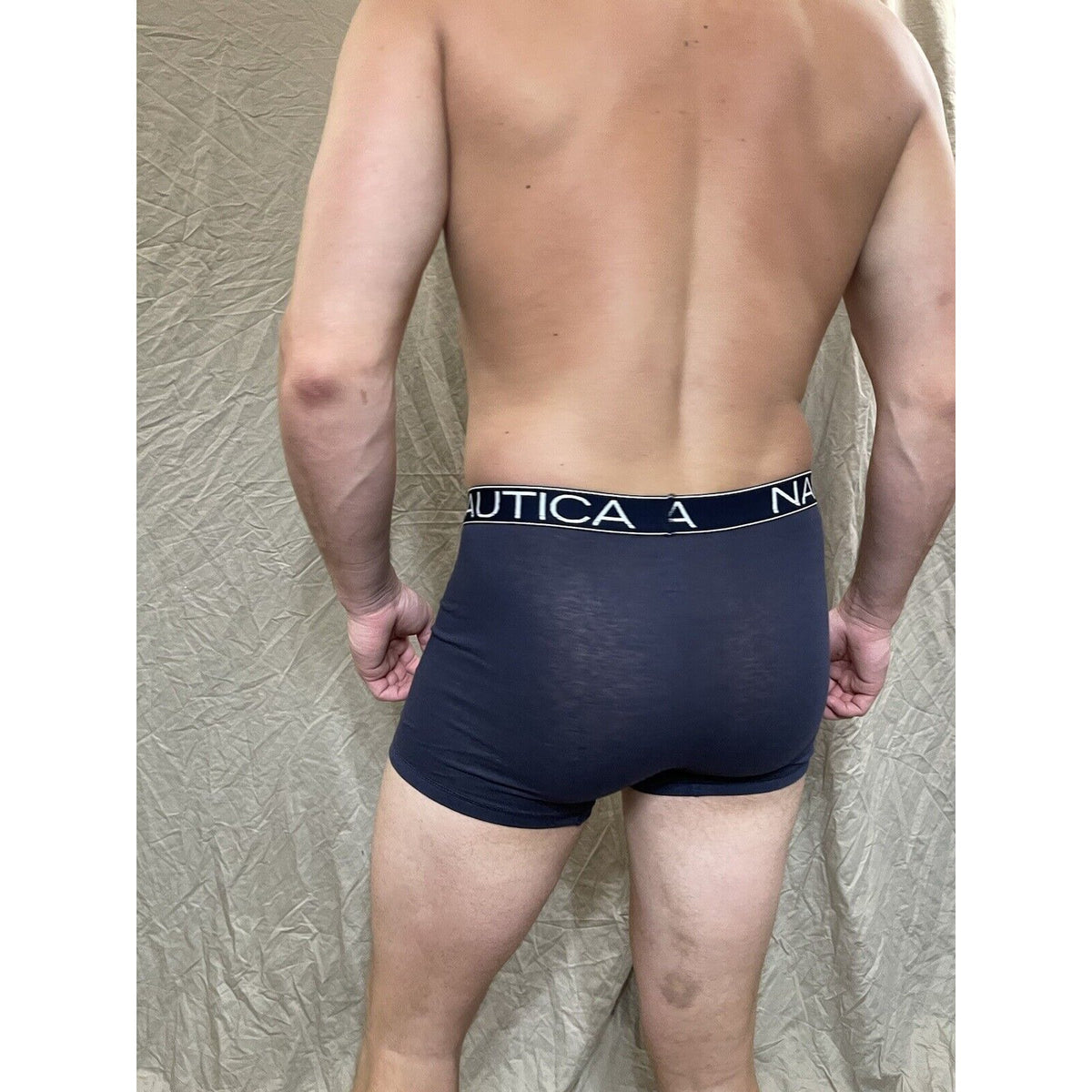 men's nautica 5% spandex boxer brief  Blue Large