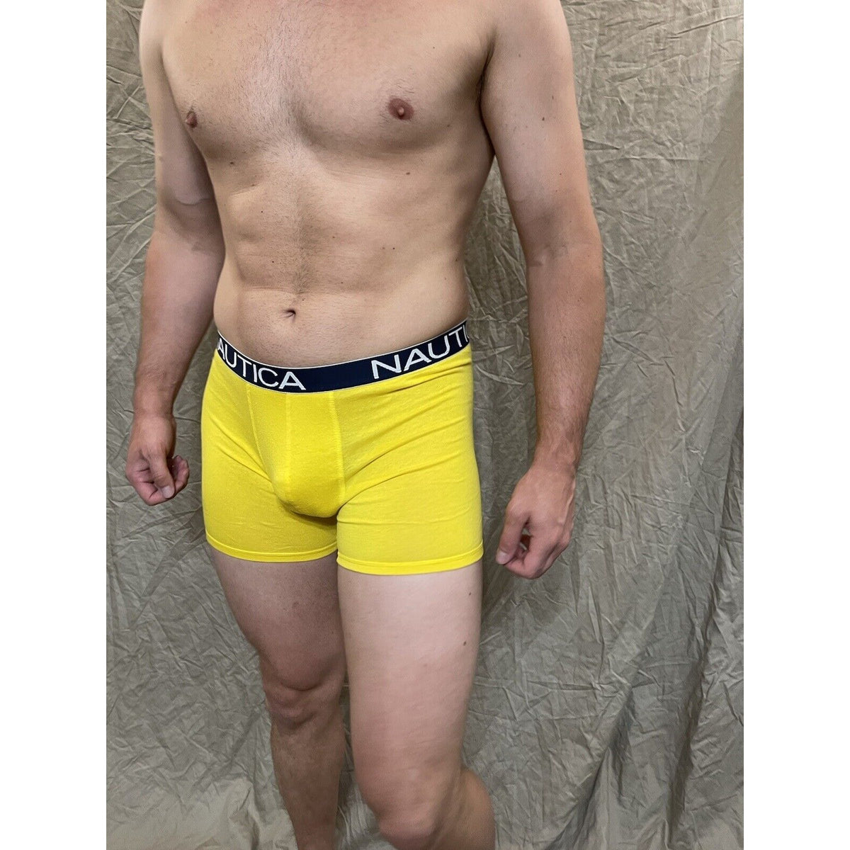 men's nautica 5% spandex boxer brief yellow large