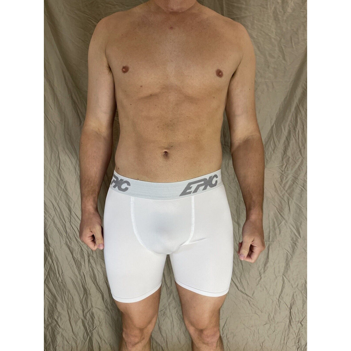 men's epic stretch white epicool compression shorts Small