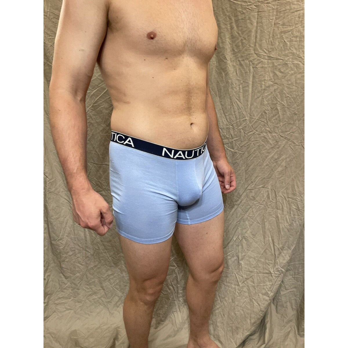 men's nautica 5% spandex boxer brief Light Blue Medium