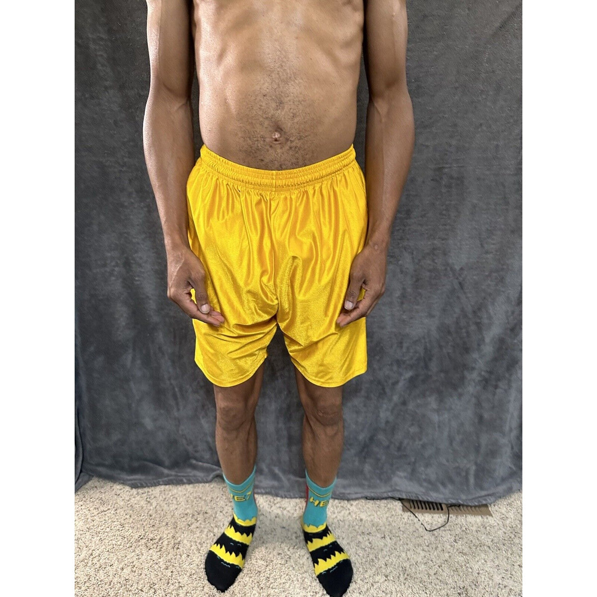 Men’s Gold Dazzle Medium Russell Athletic Shorts With Pockets