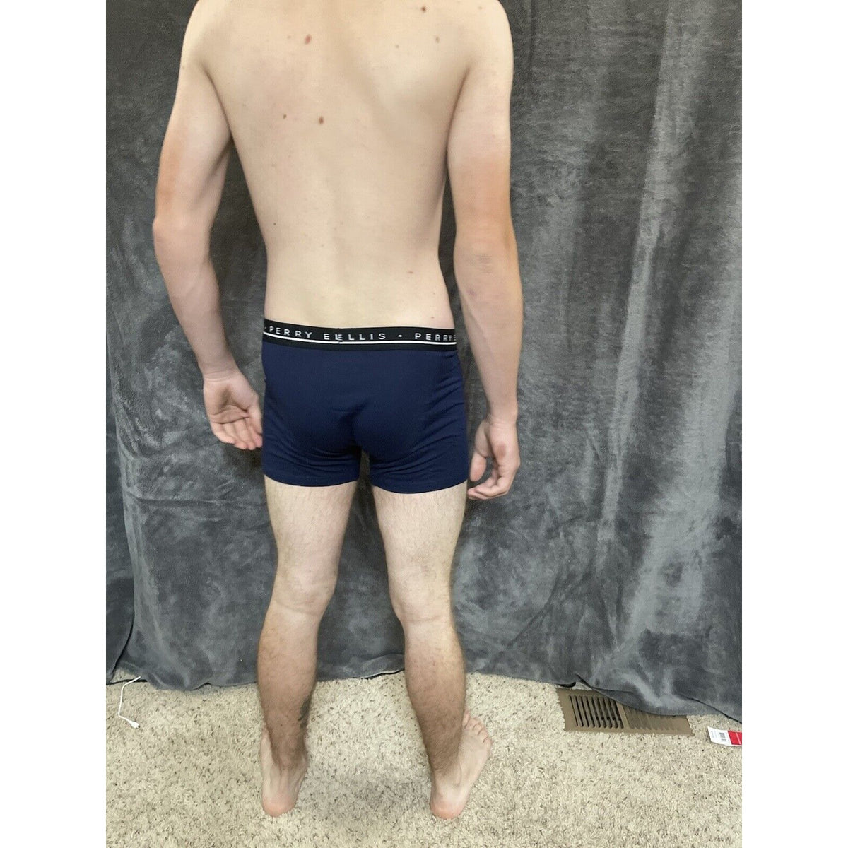 men's Large  perry ellis dark blue compression boxer brief 5% spandex