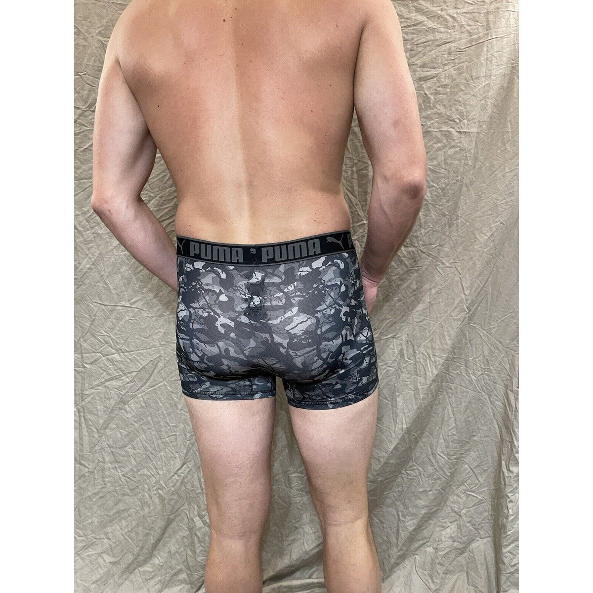 men's small puma gray camo compression boxer briefs