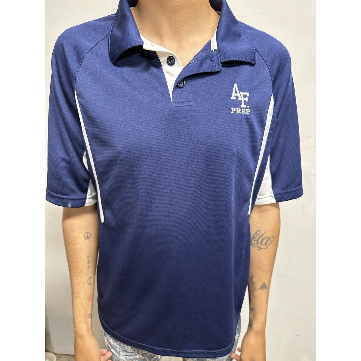 Men’s Air Force Academy Prep School Blue Polo Shirt Medium Holloway