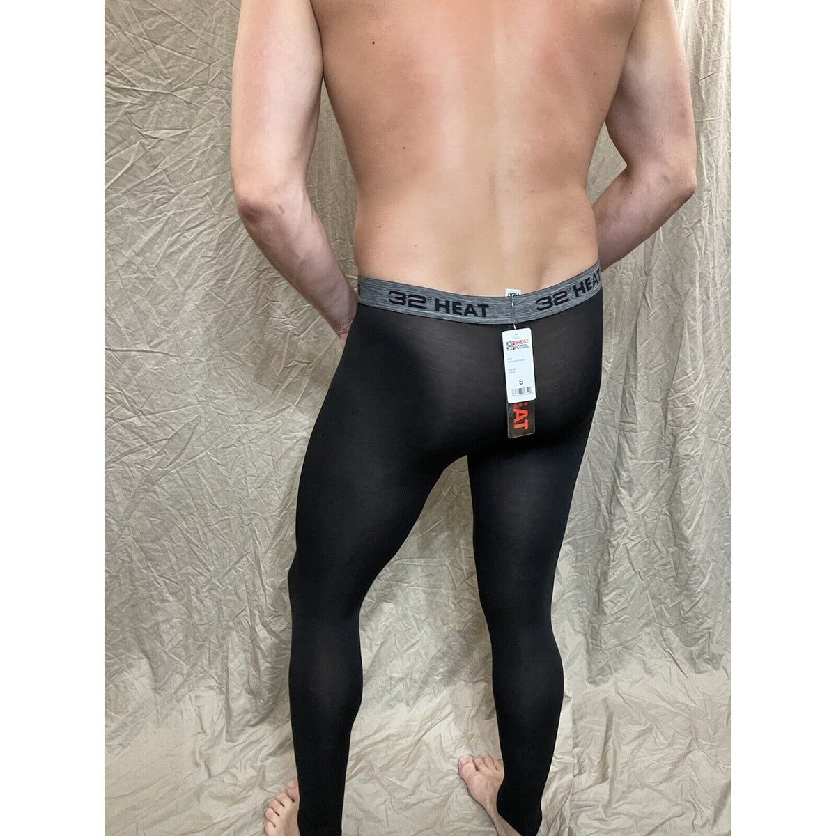 men's 32 degree heat black base layer long underwear leggings Large