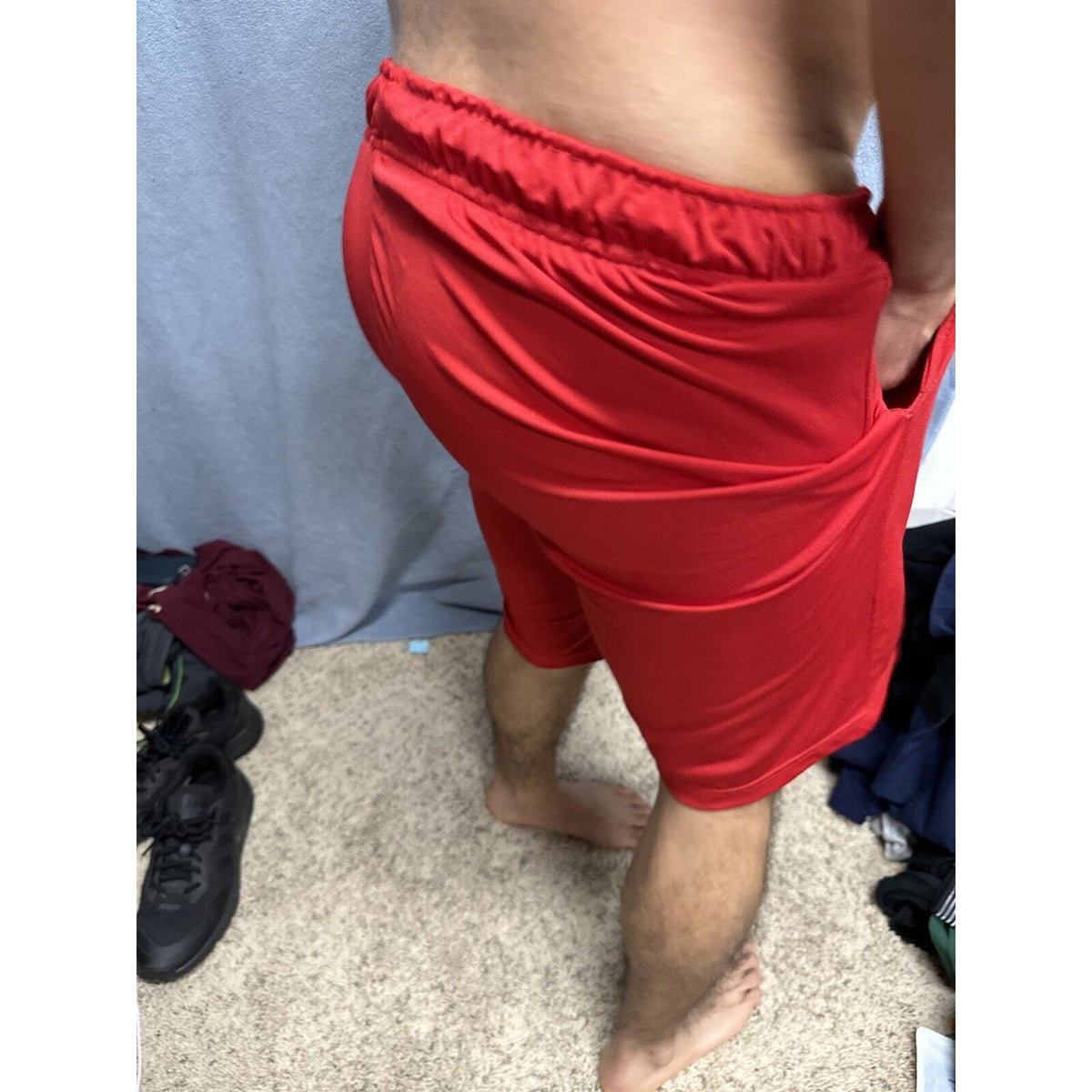 Men’s Red Champion Performance Shorts With Pockets No String