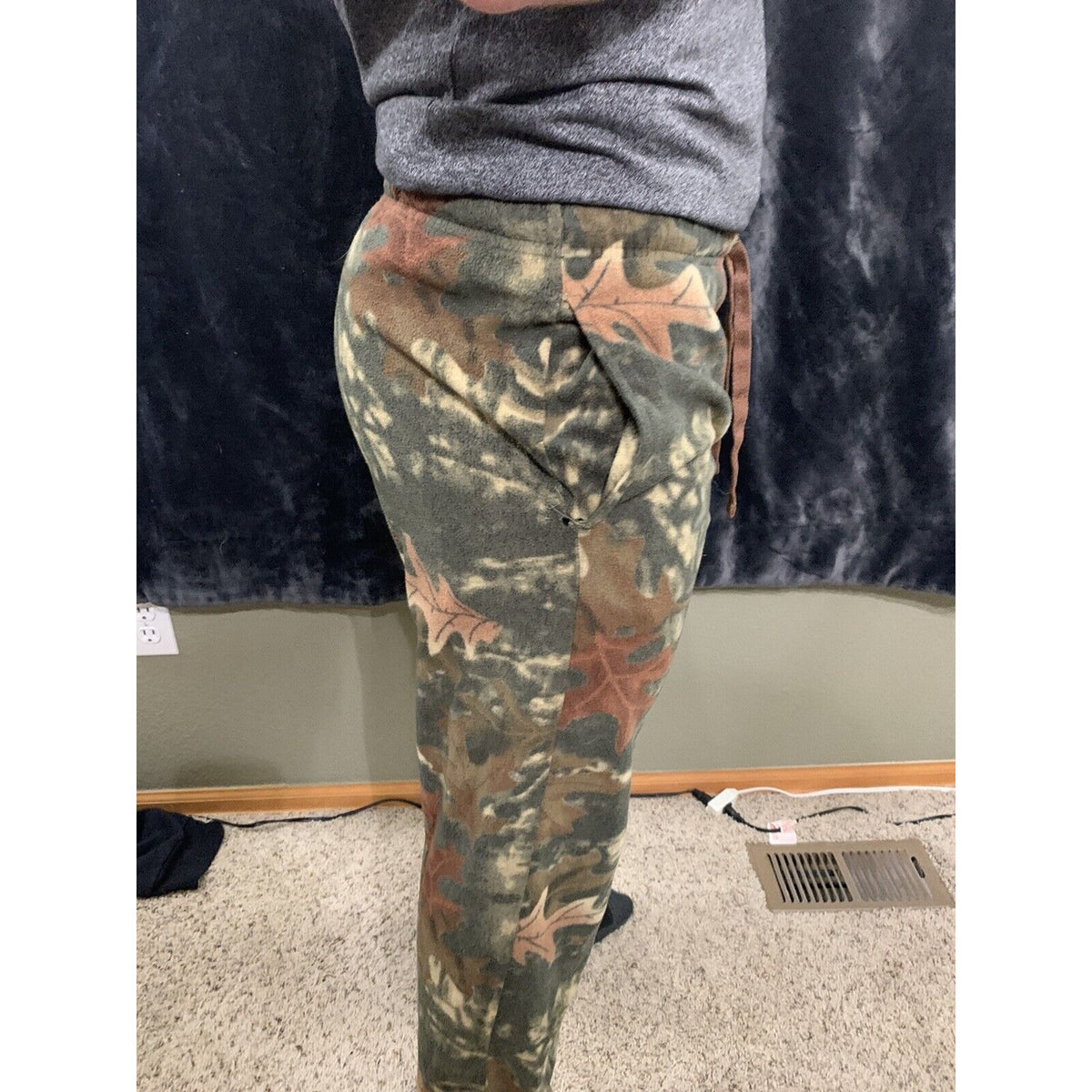 Arctic Trail Men's Fleece Sleep Lounge Pant Camo Leaves Size Medium Polyester